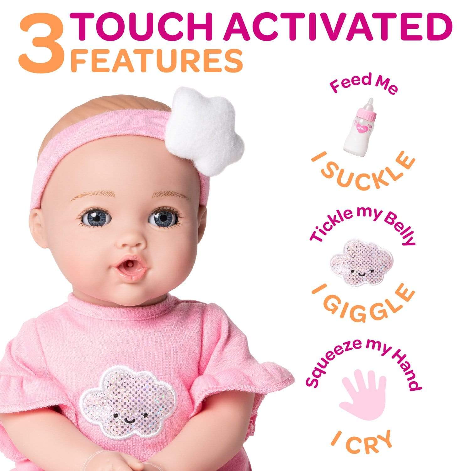 Adora NurtureTime Interactive Baby Doll, Clothes, & Accessories Set - Soft Pink - Image 12