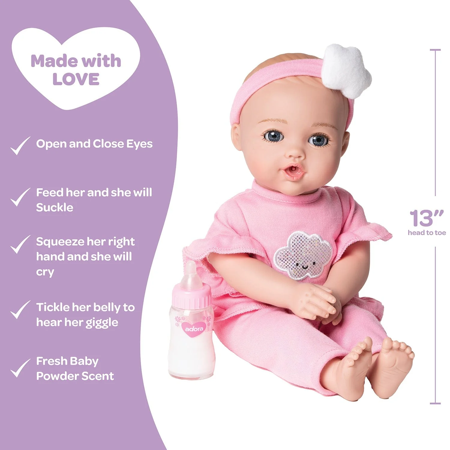 Adora NurtureTime Interactive Baby Doll, Clothes, & Accessories Set - Soft Pink - Image 5