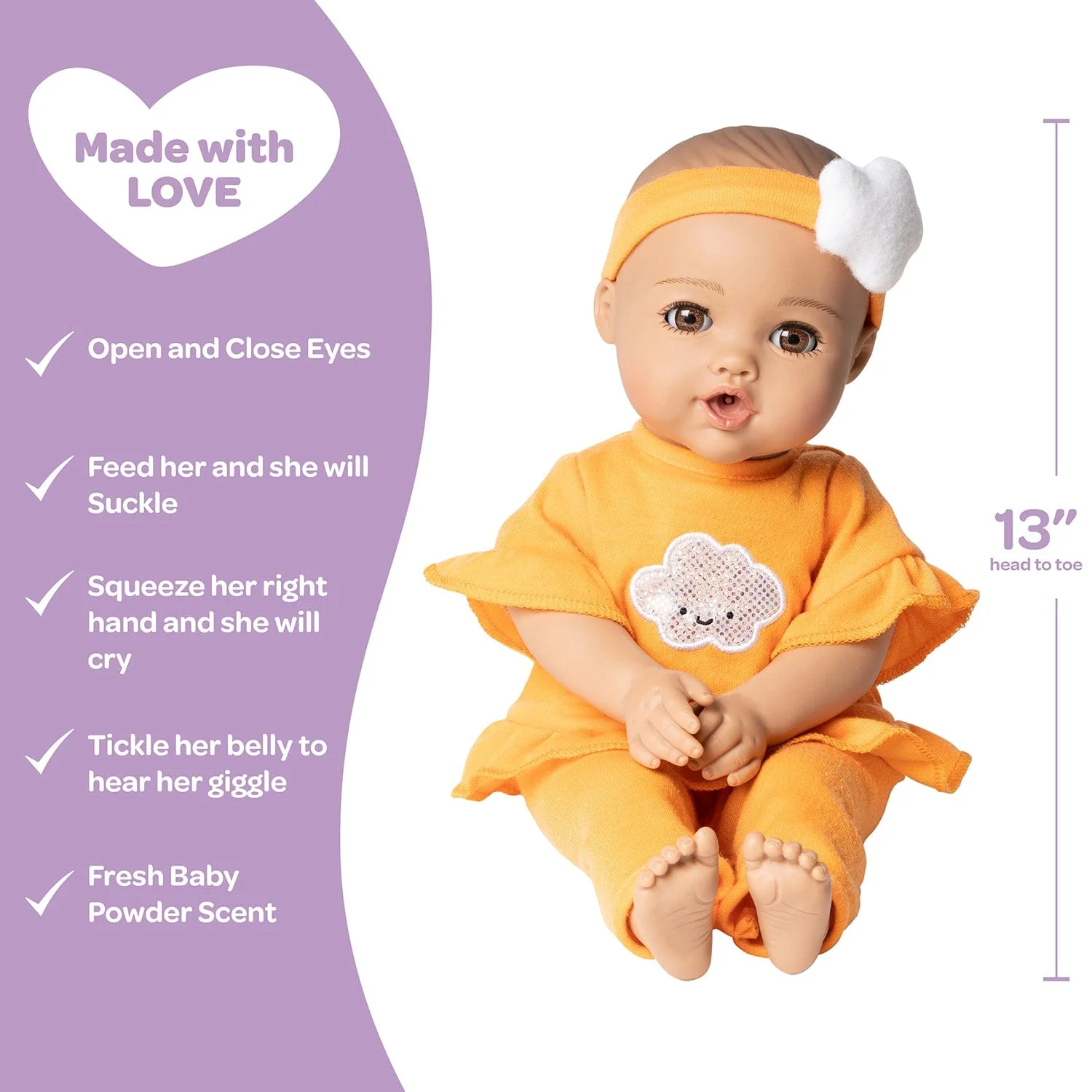 Adora NurtureTime Interactive Baby Doll, Clothes, & Accessories Set - Sweet Orange - Image 6