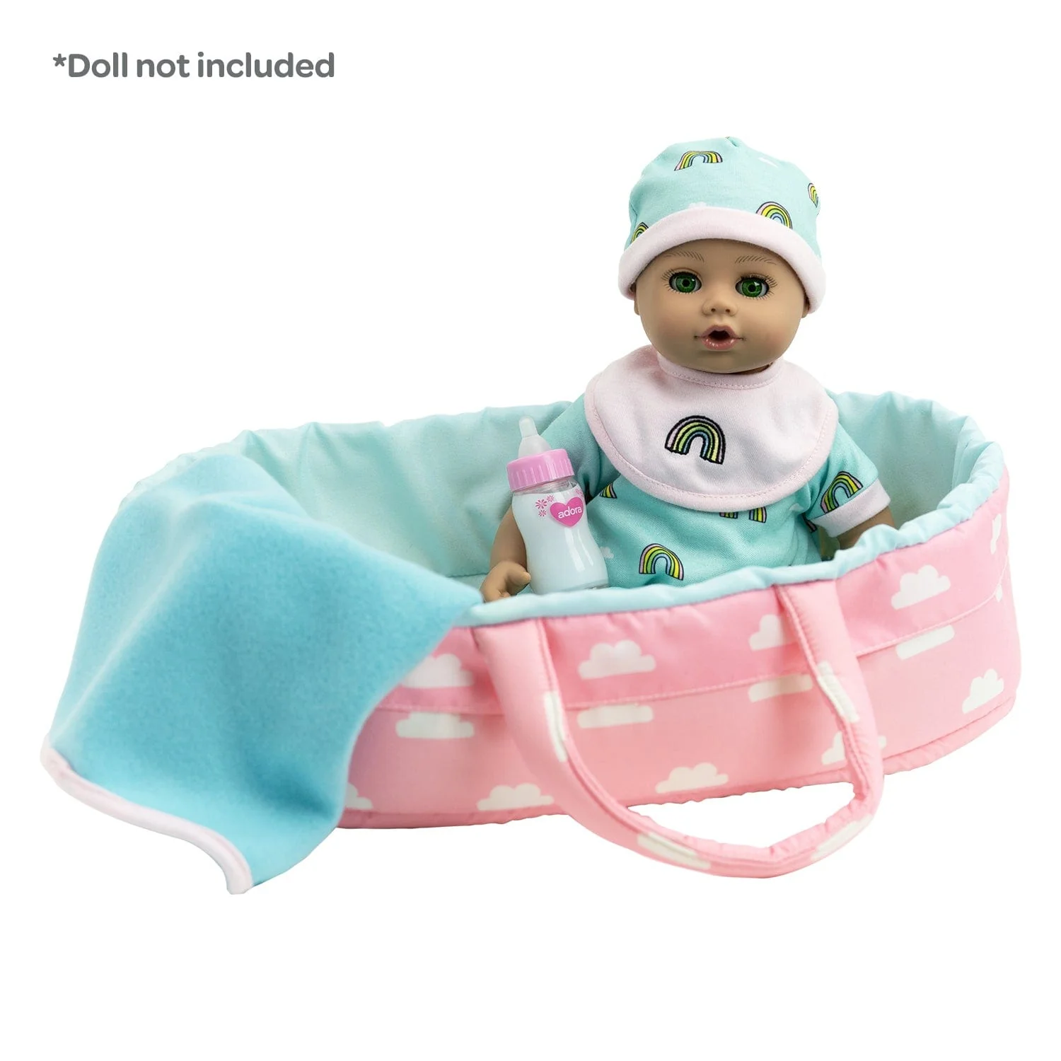 PlayTime Nurturing Essentials for 13 inch Babies -7 Piece Gift Set in Rainbow print - Image 9