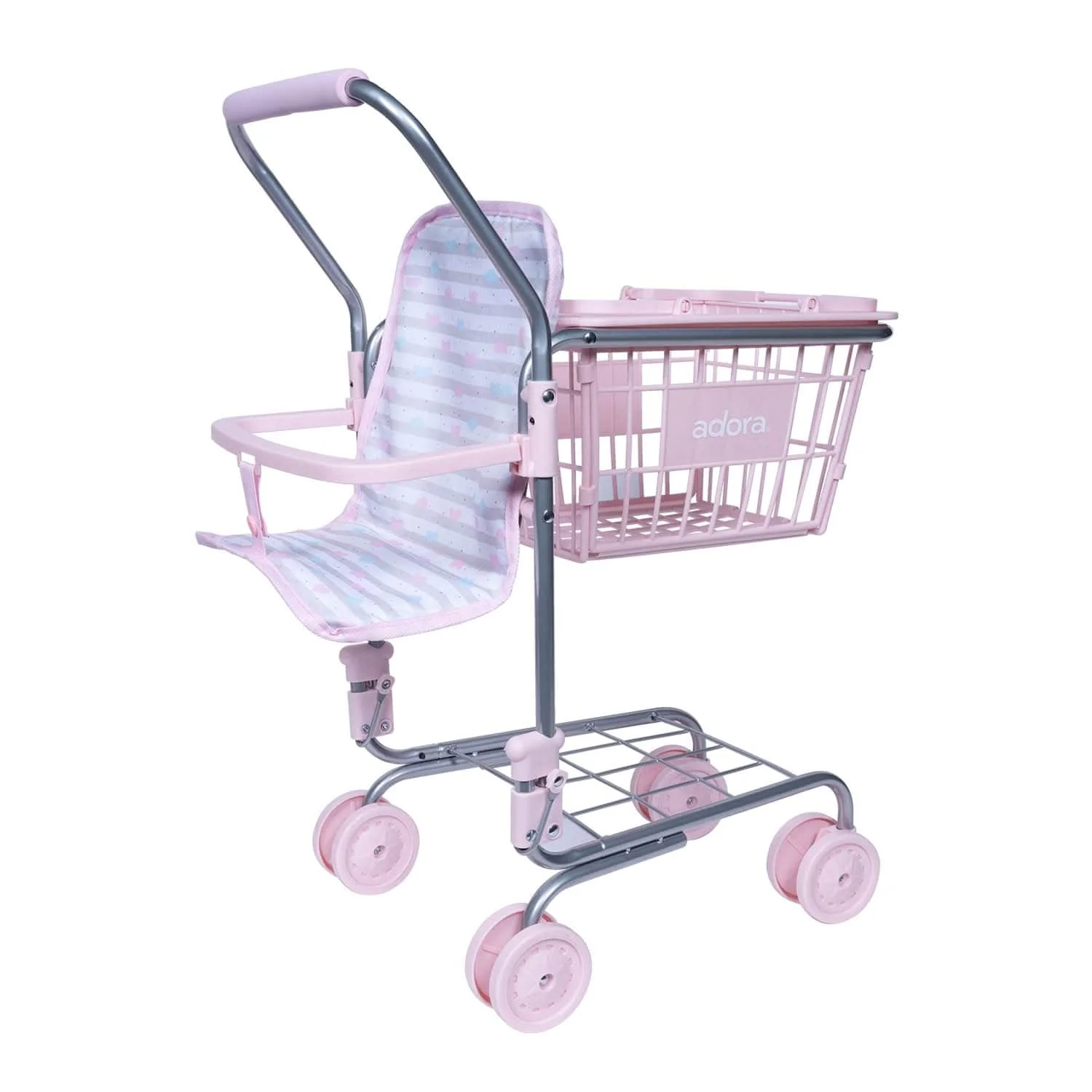Adora 2-in-1 Small Shopping Cart with Doll Seat – Classic Pastel Pink - Image 4