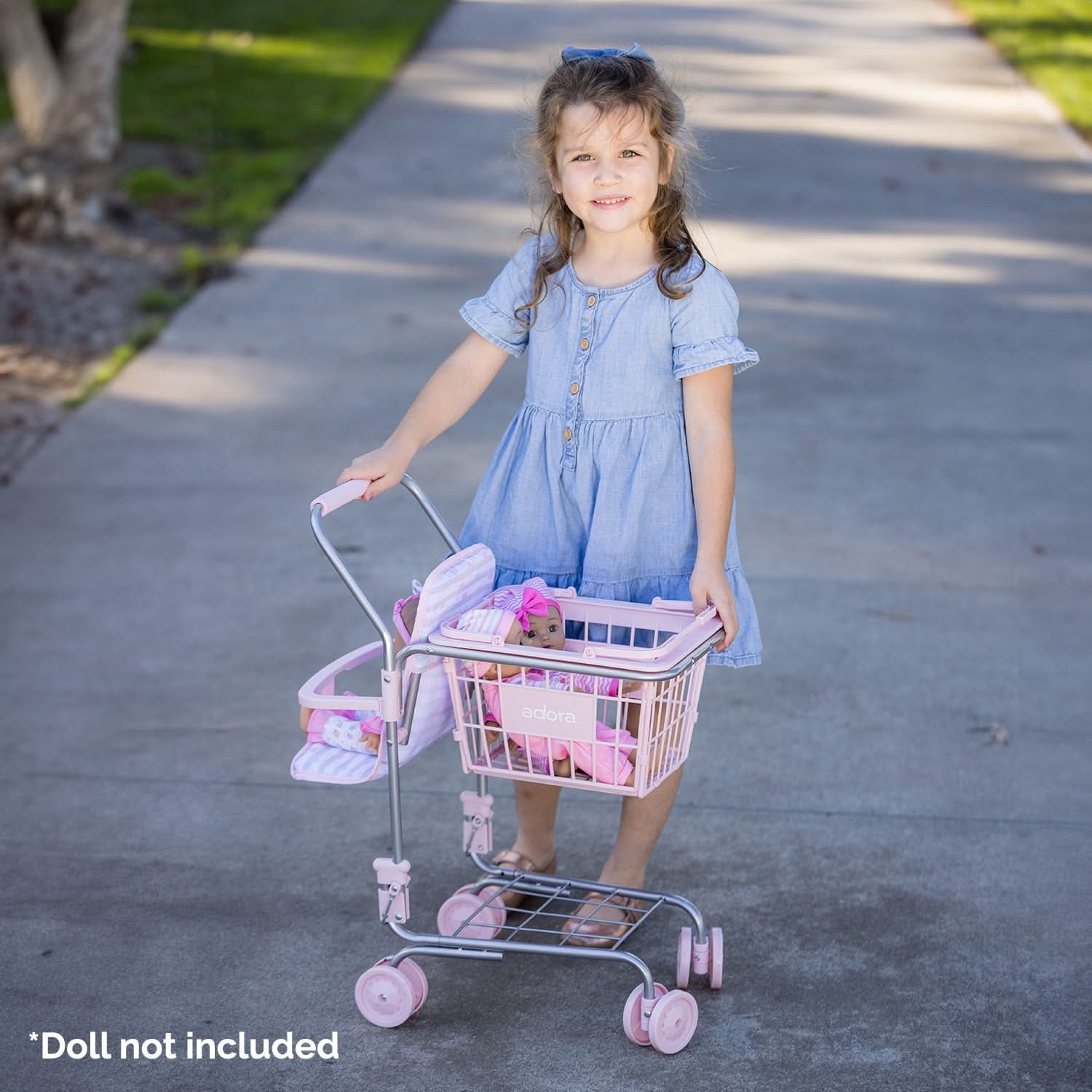 Adora 2-in-1 Small Shopping Cart with Doll Seat – Classic Pastel Pink - Image 5