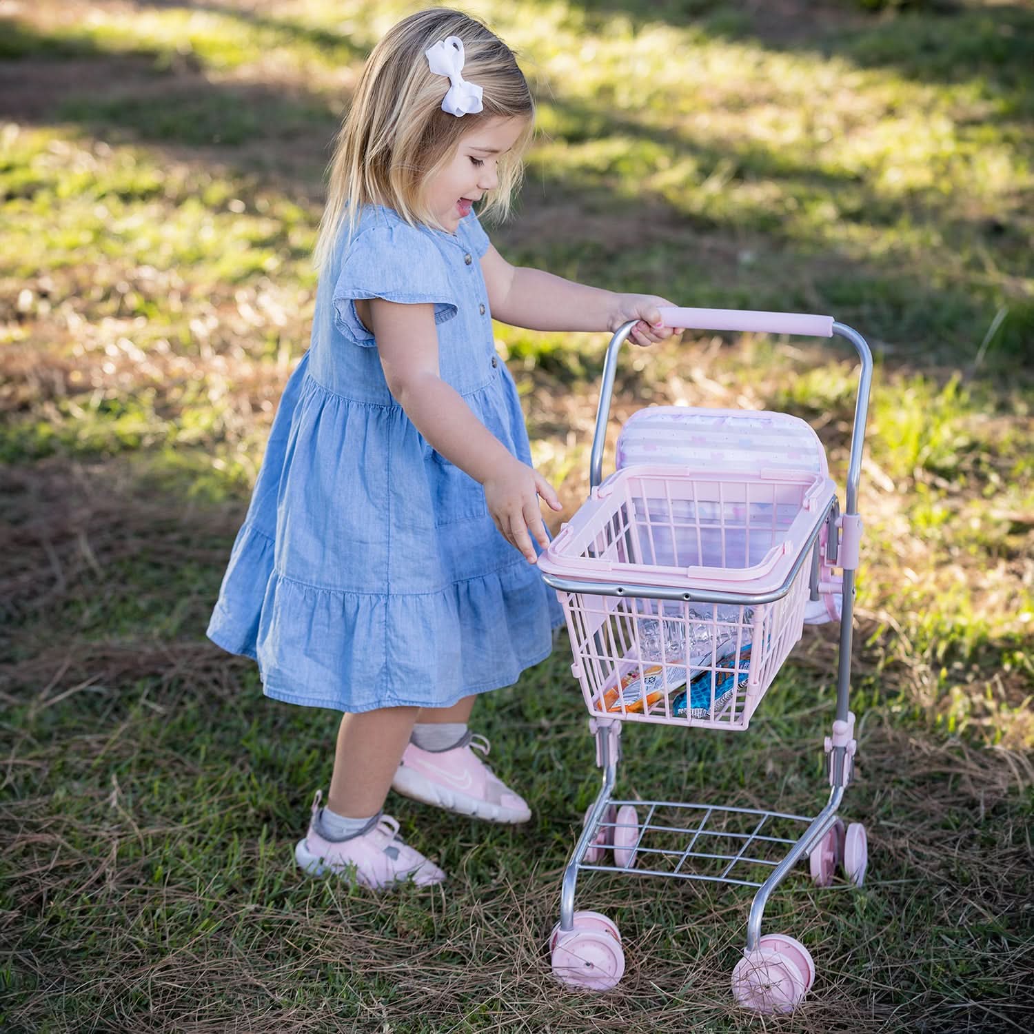 Adora 2-in-1 Small Shopping Cart with Doll Seat – Classic Pastel Pink - Image 7