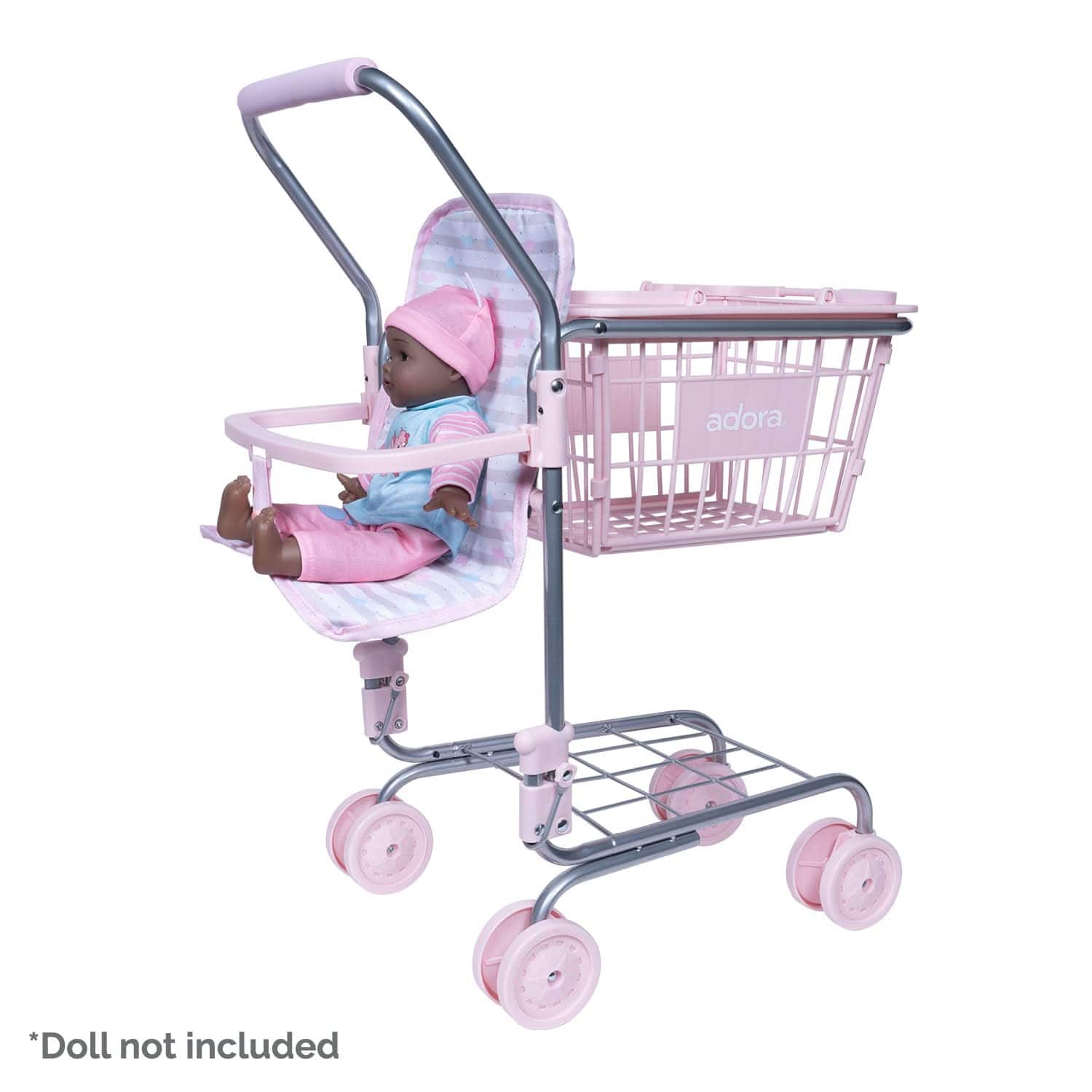 Adora 2-in-1 Small Shopping Cart with Doll Seat – Classic Pastel Pink - Image 8