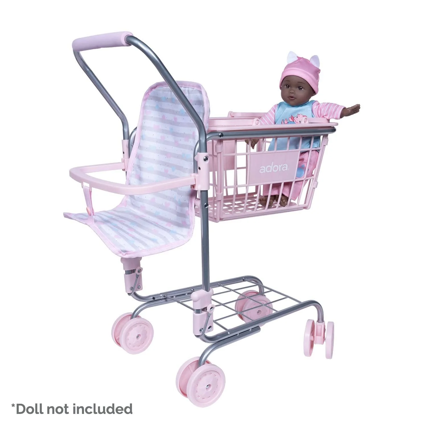 Adora 2-in-1 Small Shopping Cart with Doll Seat – Classic Pastel Pink - Image 9