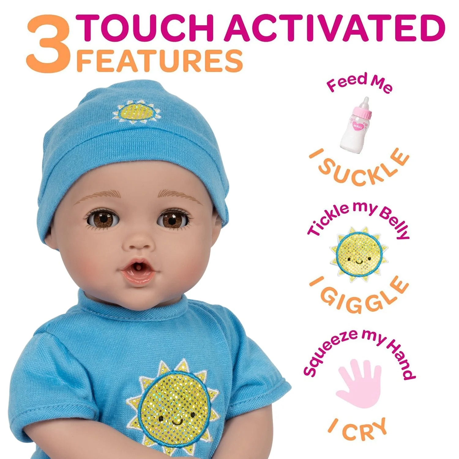 Adora NurtureTime Interactive Baby Doll, Clothes, & Accessories Set - Blue Boy - Image 4