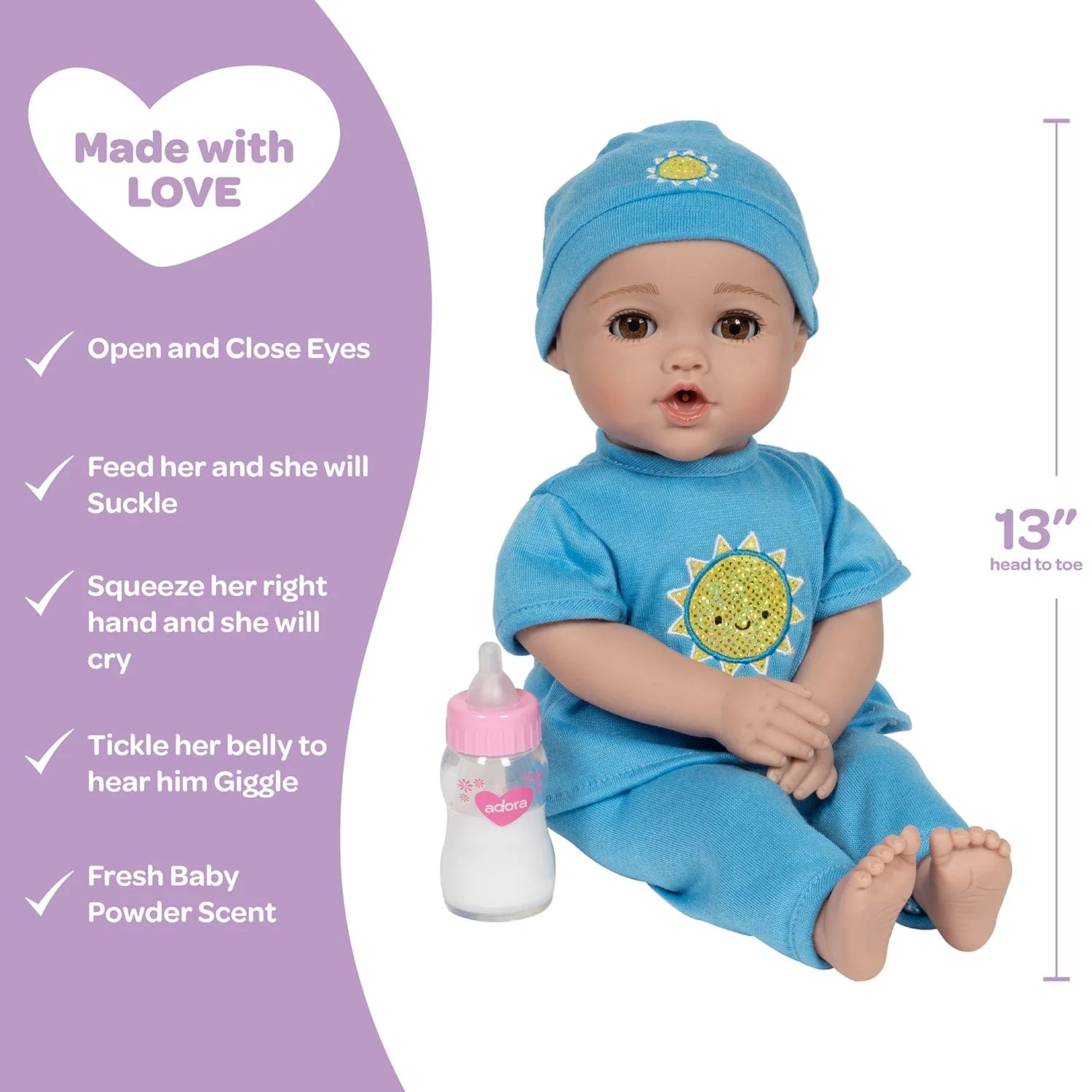 Adora NurtureTime Interactive Baby Doll, Clothes, & Accessories Set - Blue Boy - Image 7