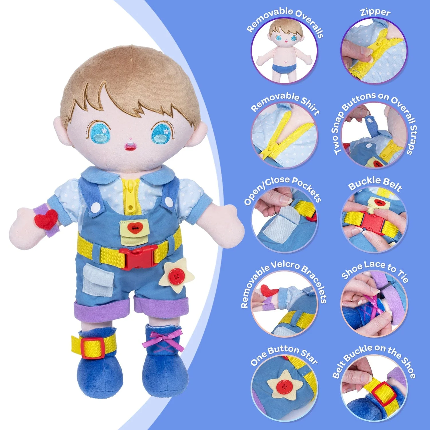 Adora Plush Montessori Toy Doll - Buckle N' Learn Liam - Image 11