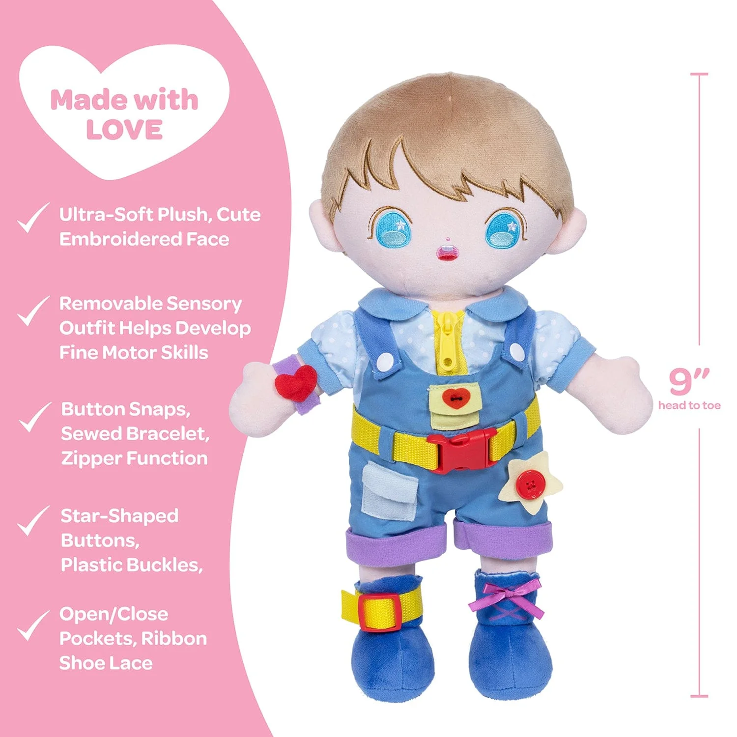 Adora Plush Montessori Toy Doll - Buckle N' Learn Liam - Image 4