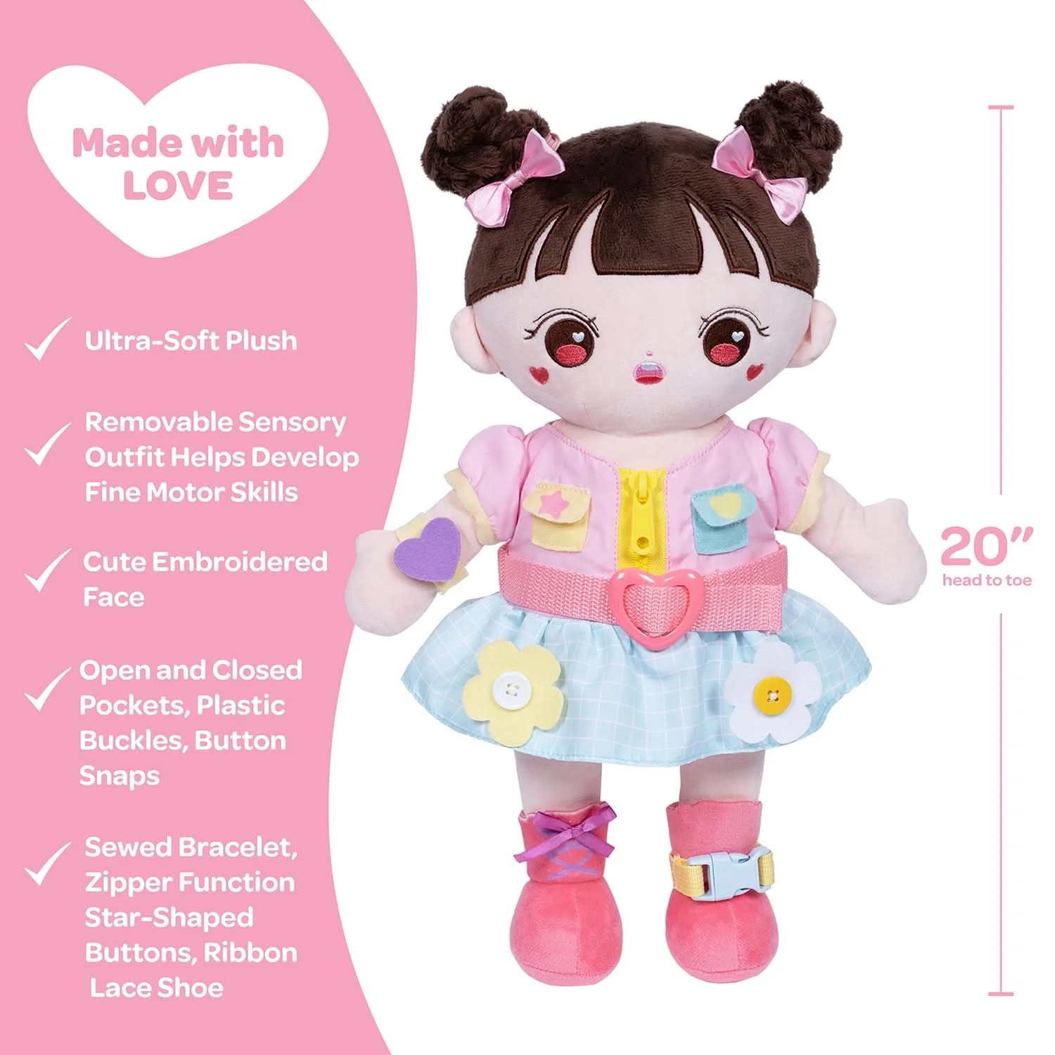 Adora Plush Montessori Toy Doll - Buckle N' Learn Mia - Image 4