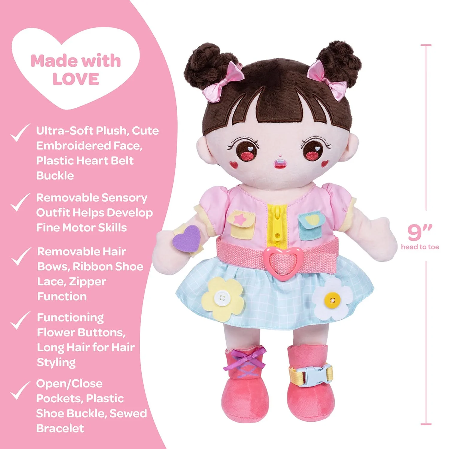 Adora Plush Montessori Toy Doll - Buckle N' Learn Mia - Image 5