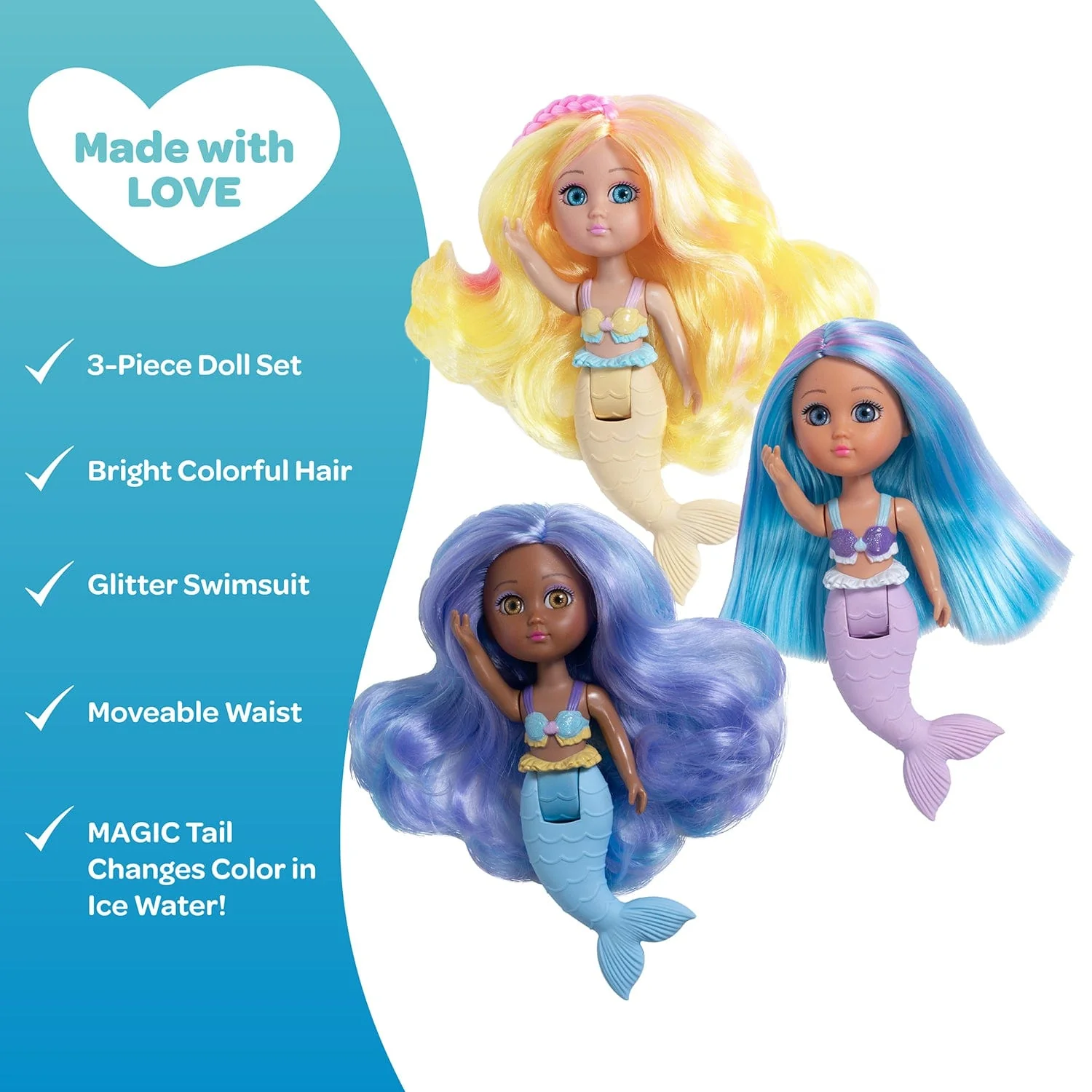 Adora Water Wonder Color-Changing Mermaid Dolls, 3-Piece Set - Image 6