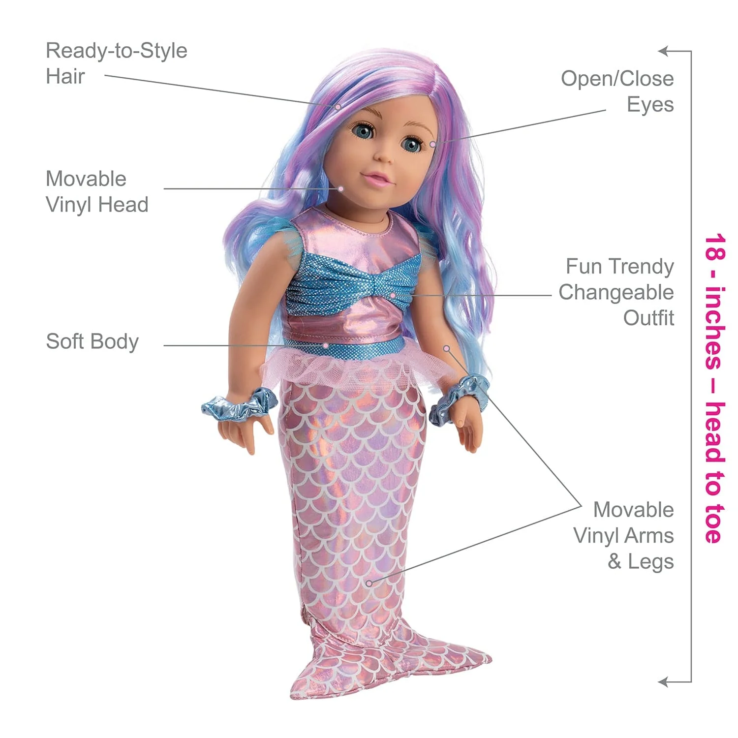 Amazing Girls 18 inch Doll Mermaid Millie - Image 4