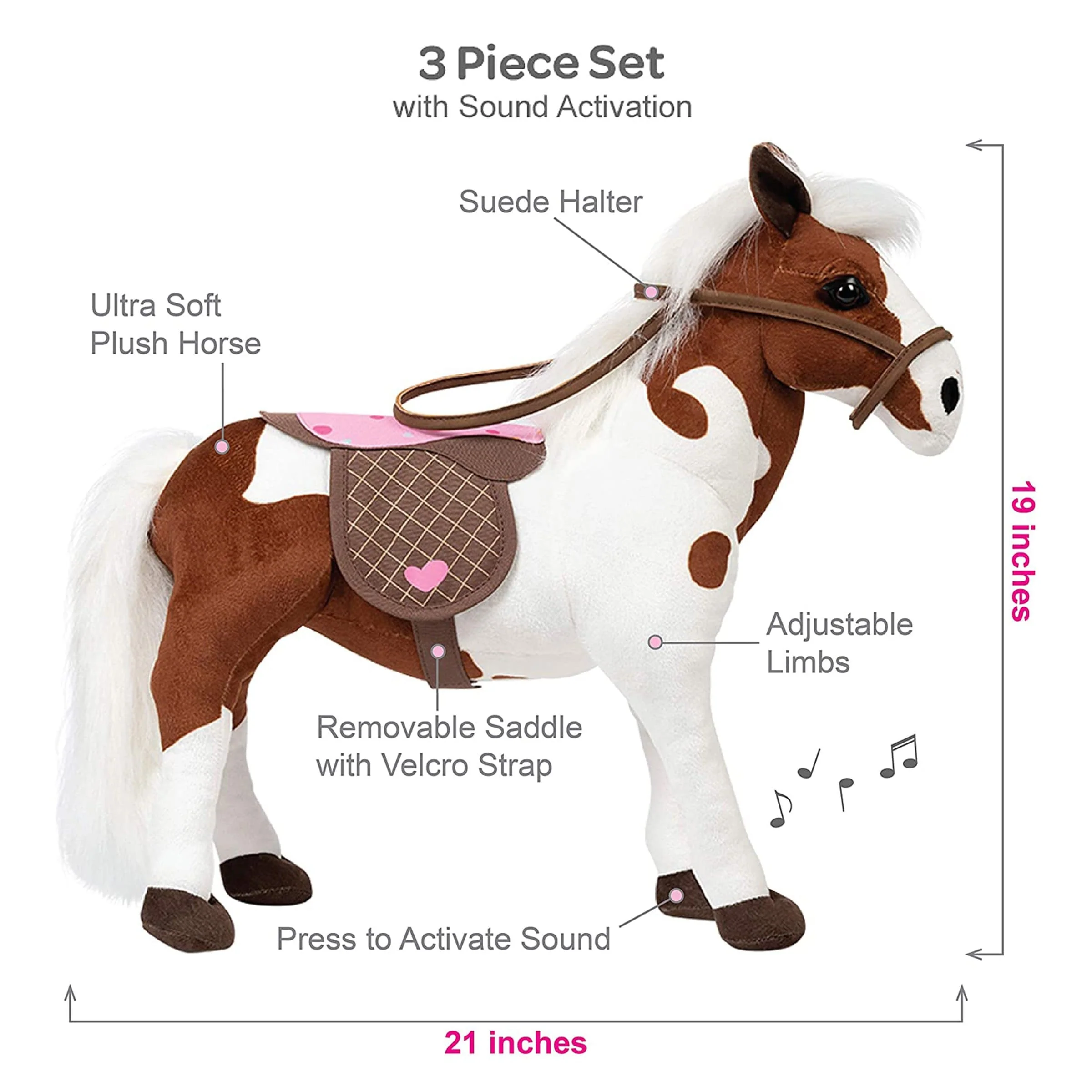Amazing Girls 18 Inch Doll Pets Horse Plush with a Neigh Sound Effect [Amazon Exclusive] - Image 3