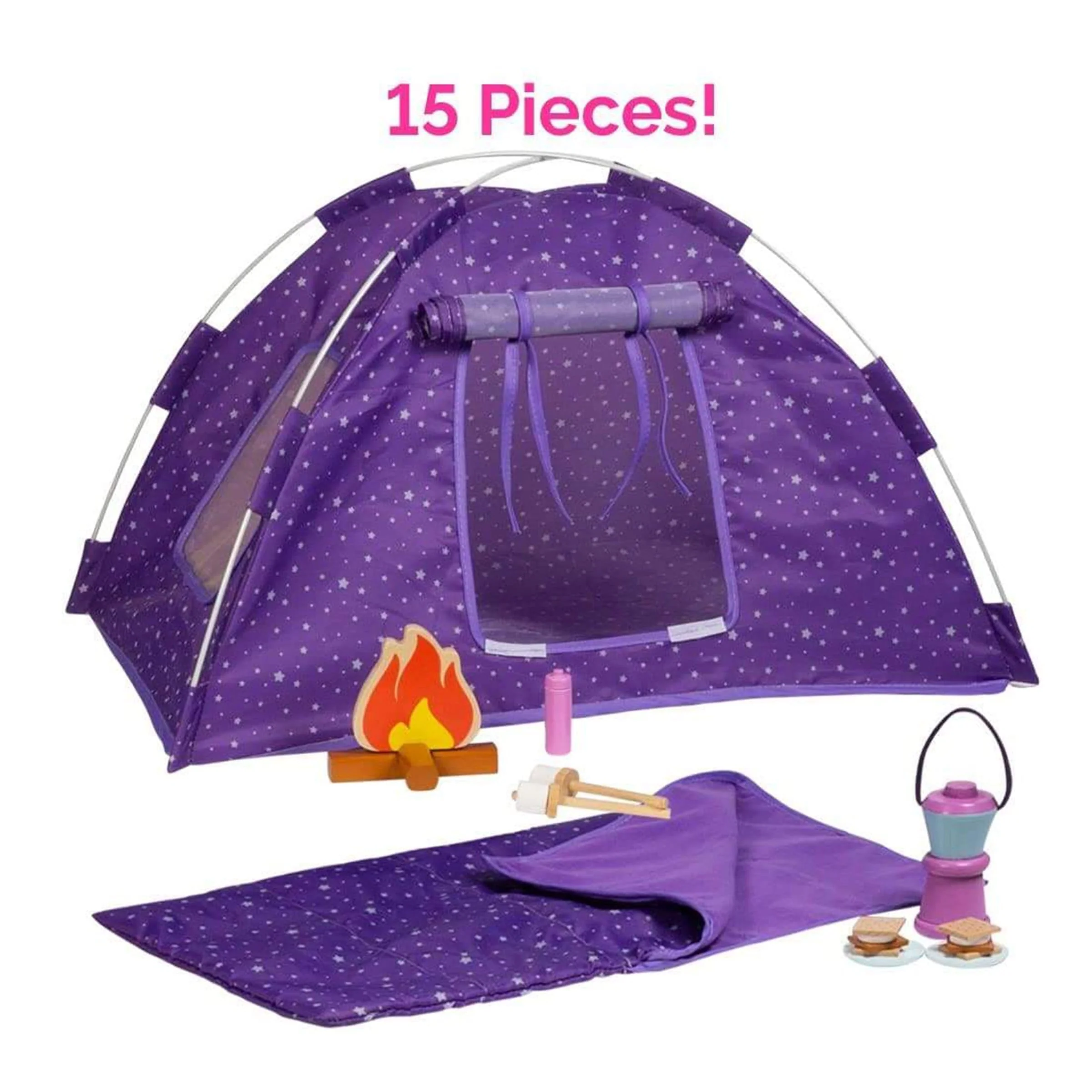 Amazing World 18 inch Doll Accessories Camping Wooden Play Set - 15 Pieces (Amazon Exclusive)