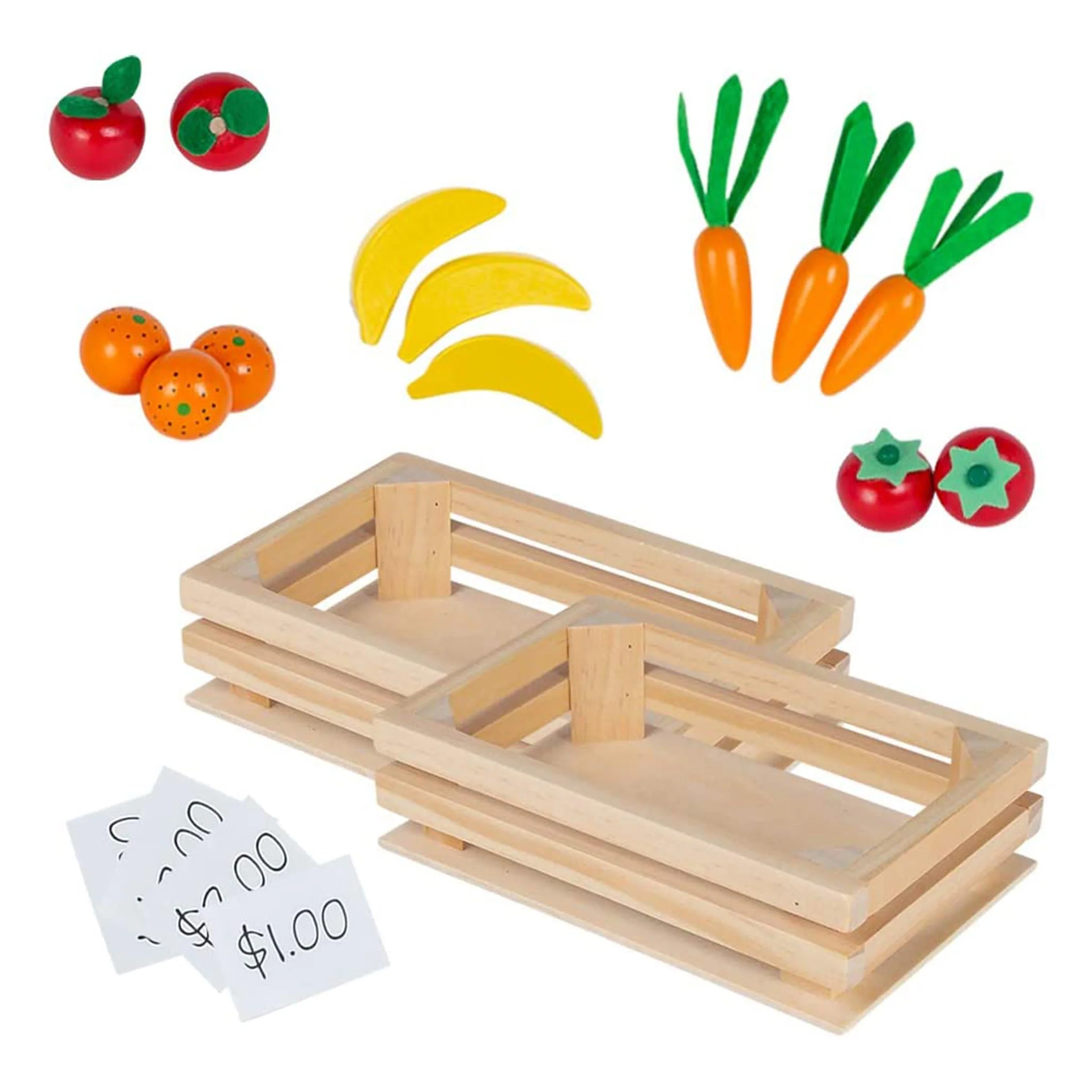Amazing World 18 inch Doll Accessories Farmer’s Market Wooden Play Set – 31 Piece Accessory Set for 18 Dolls - Image 5