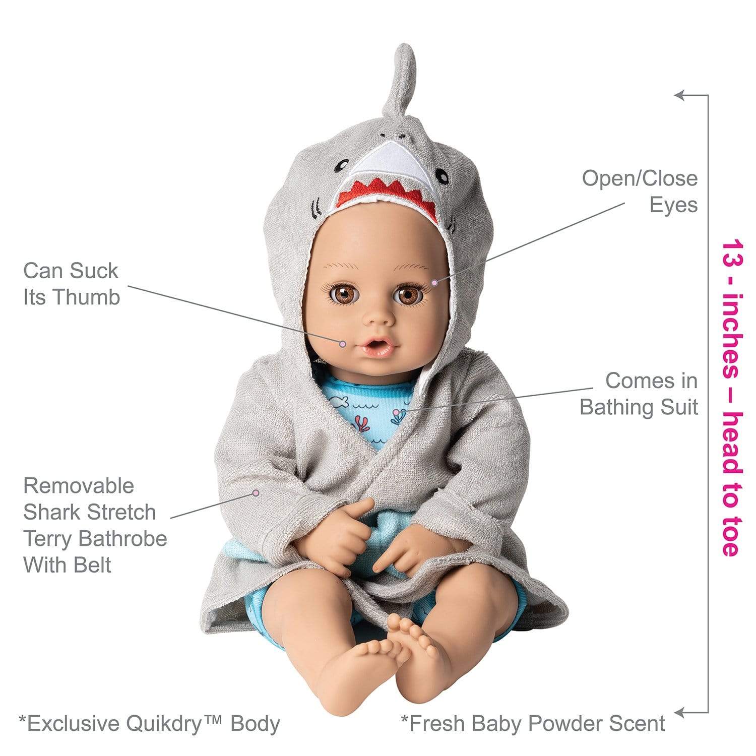 Adora BathTime Shark Baby Doll, Doll Clothes & Accessories Set - Image 4