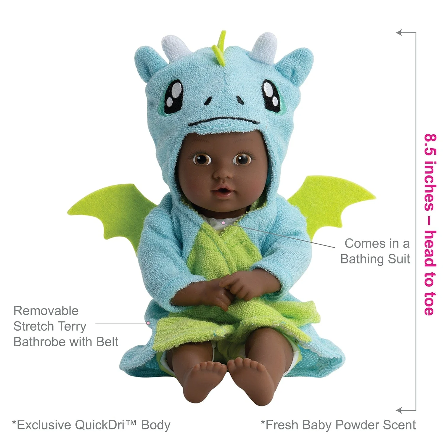 Adora BathTime Dragon Tot African American Baby Doll & Doll Clothes Set - Image 5