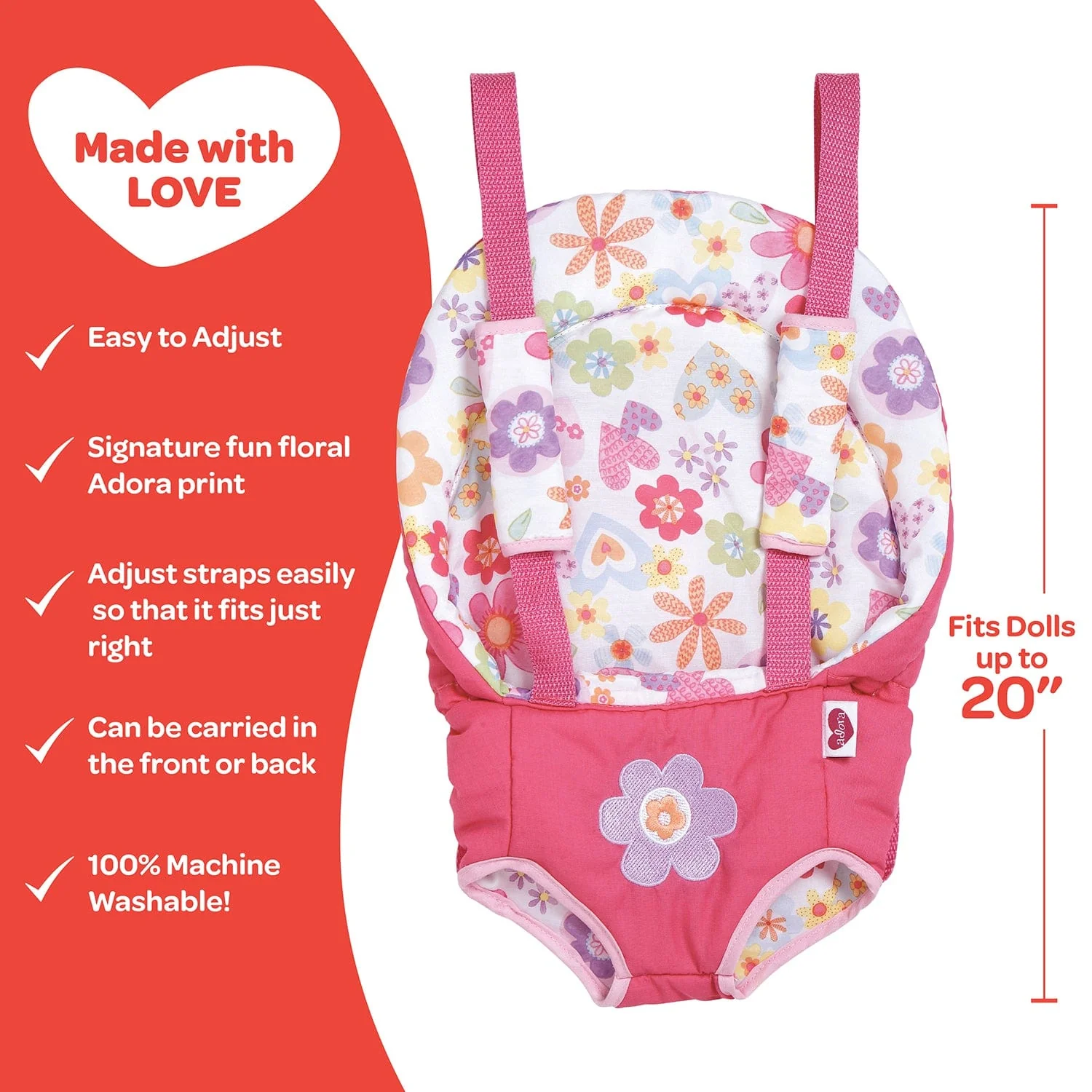 Adora Snuggle Baby Doll Carrier - Pink Flower Power - Image 5