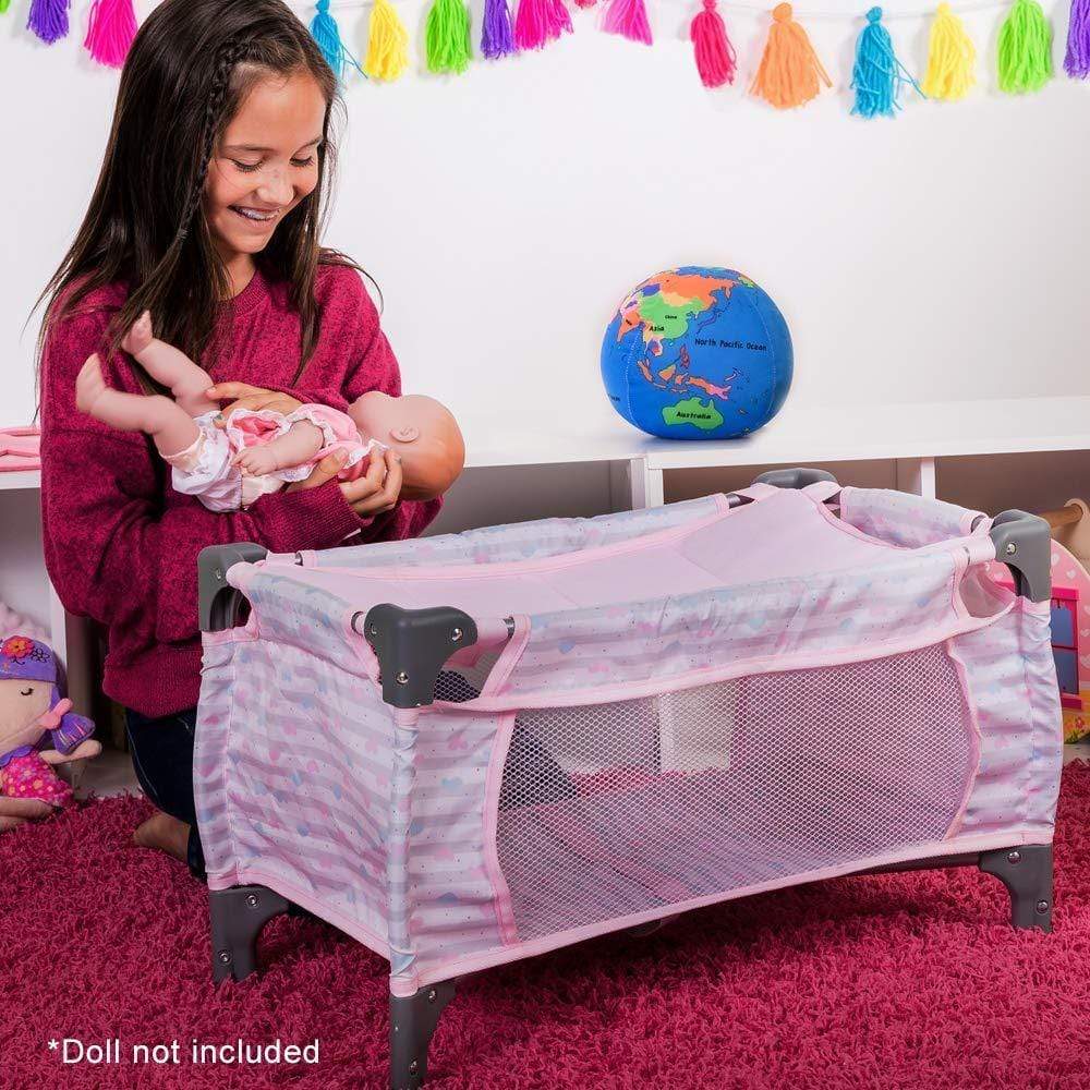 Adora Deluxe Baby Doll Pack-N-Play & Changing Table Set - Pastel Pink Hearts - Image 5
