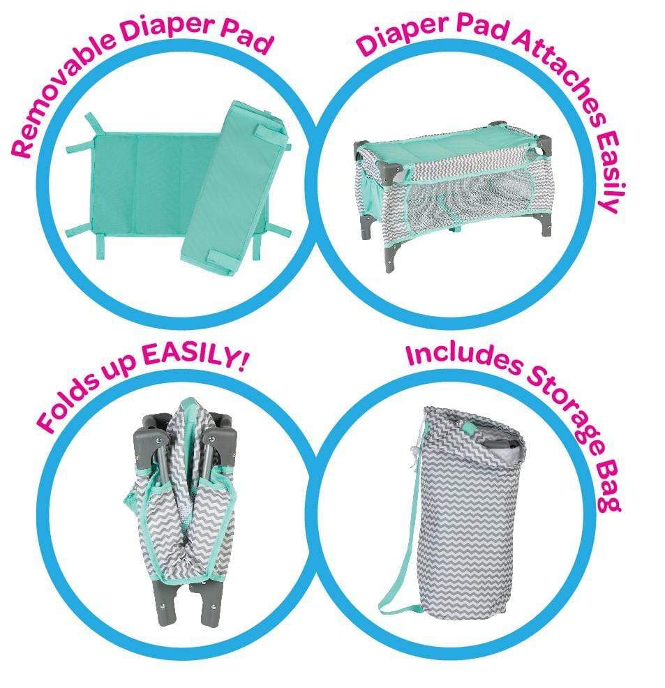 Adora Baby Doll Deluxe Pack-N-Play & Changing Table Set - Zig Zag - Image 3