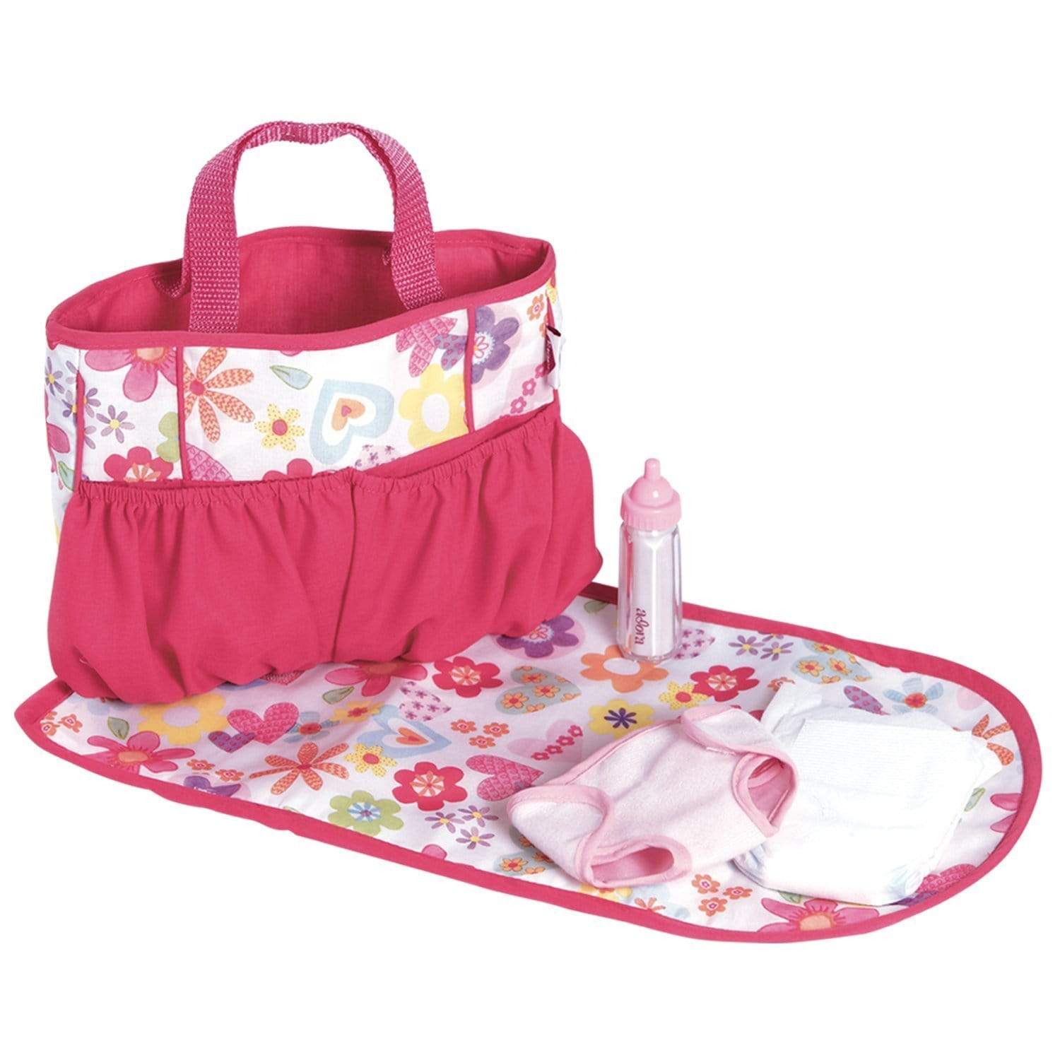 Adora Baby Doll Diaper Bag & Doll Accessories Set - Pink Flower Power - Image 3