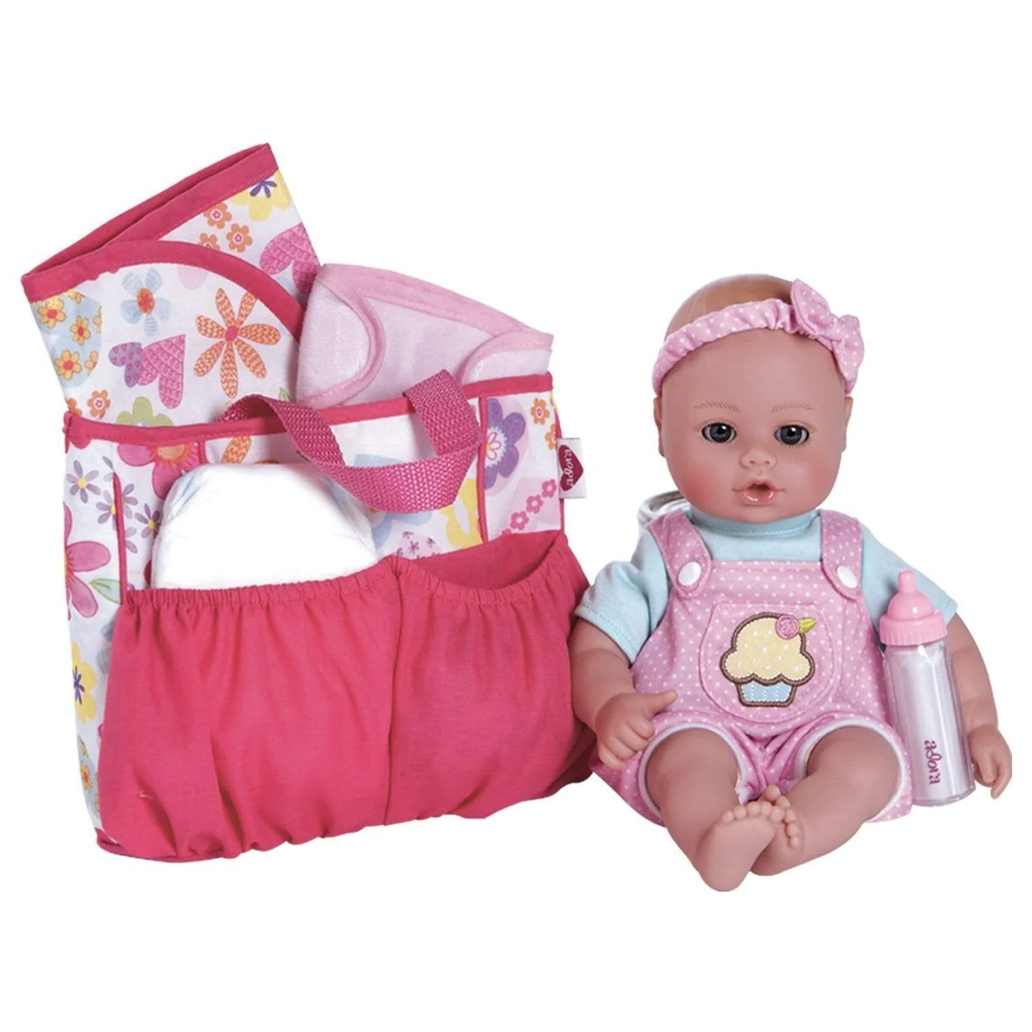 Adora Baby Doll Diaper Bag & Doll Accessories Set - Pink Flower Power - Image 4