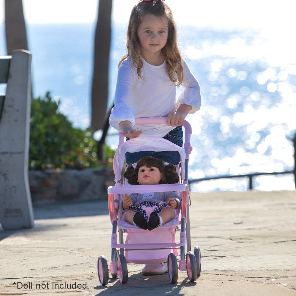 Adora Snack N Go Baby Doll Stroller with Shade - Pastel Pink Hearts - Image 4