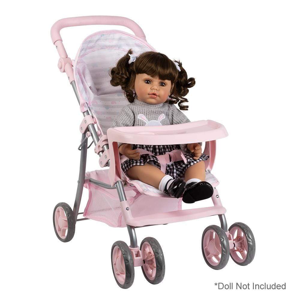 Adora Snack N Go Baby Doll Stroller with Shade - Pastel Pink Hearts - Image 6