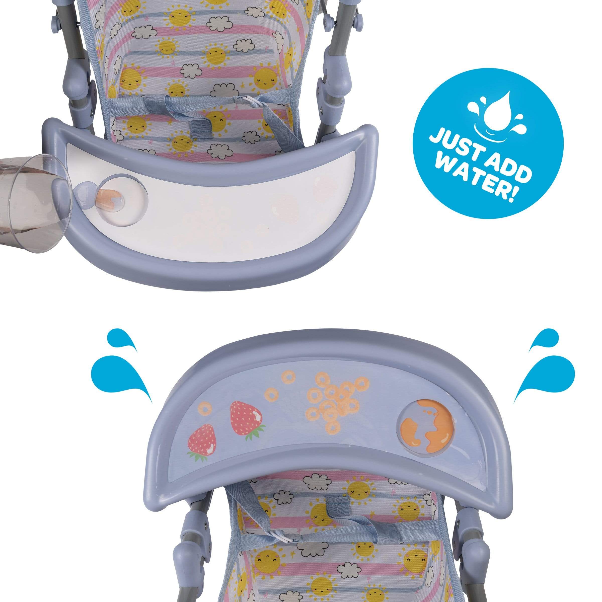Adora Snack N Go Baby Doll Stroller with Color-Changing Shade & Tray - Sunny Days Blue - Image 7