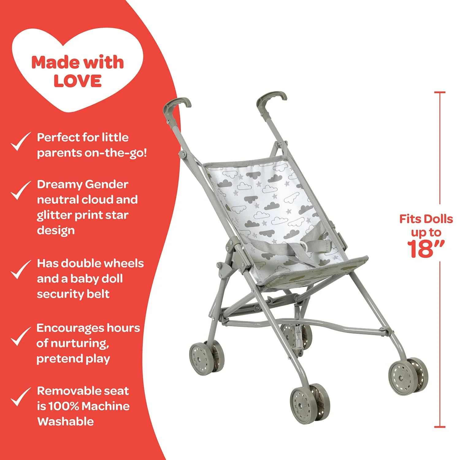 Adora Glittery Baby Doll Stroller - Small - Twinkle Star - Image 3