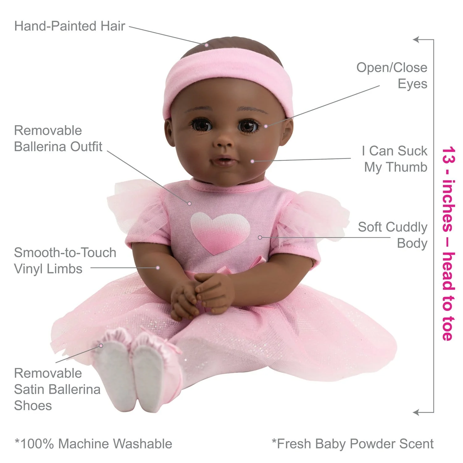 Adora Ballerina African American Baby Doll Set - Juliet - Image 4