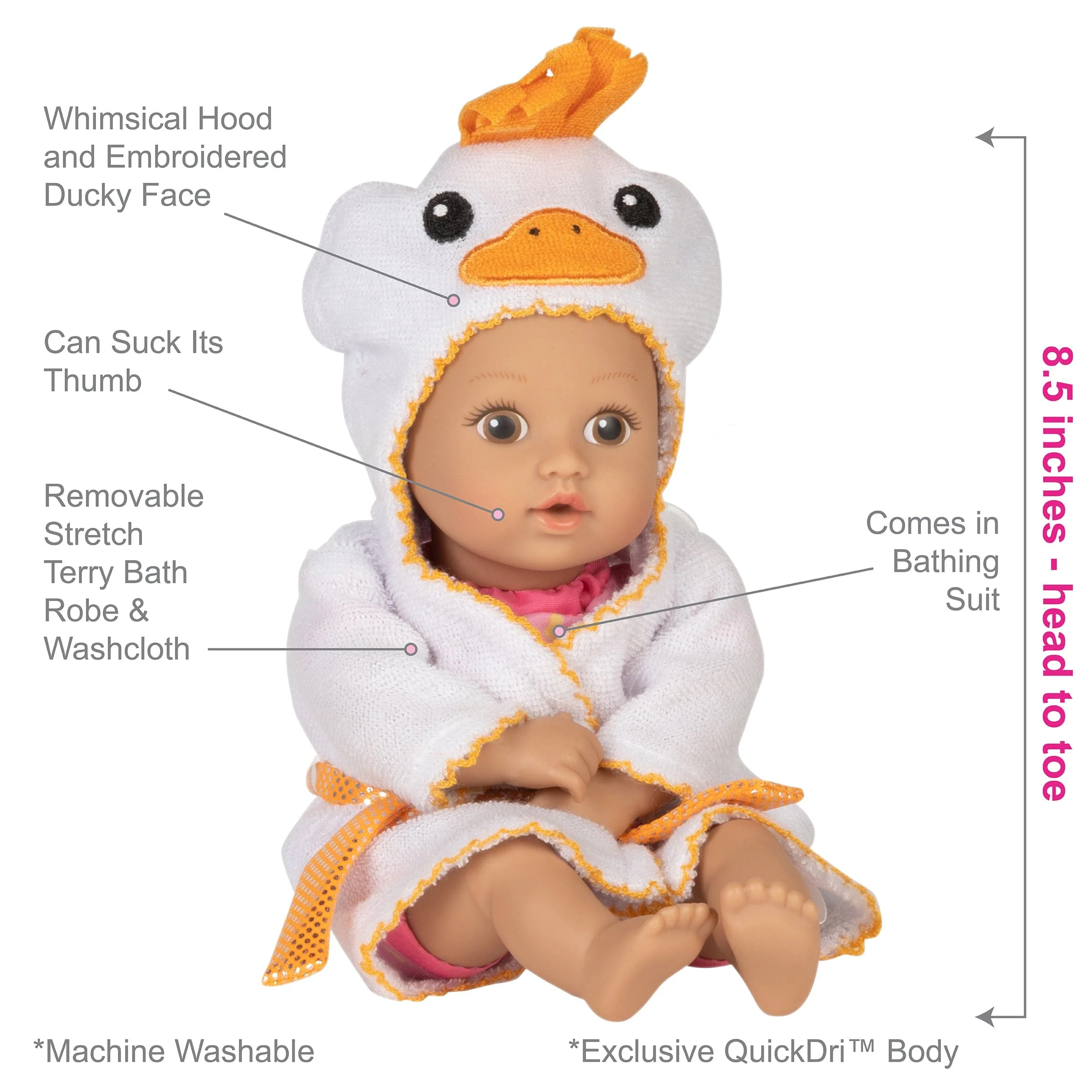 Adora BathTime Ducky Tot Baby Doll & Doll Clothes Set - Image 4