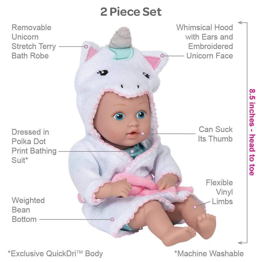 Adora BathTime Unicorn Tot Baby Doll & Doll Clothes Set - Image 4