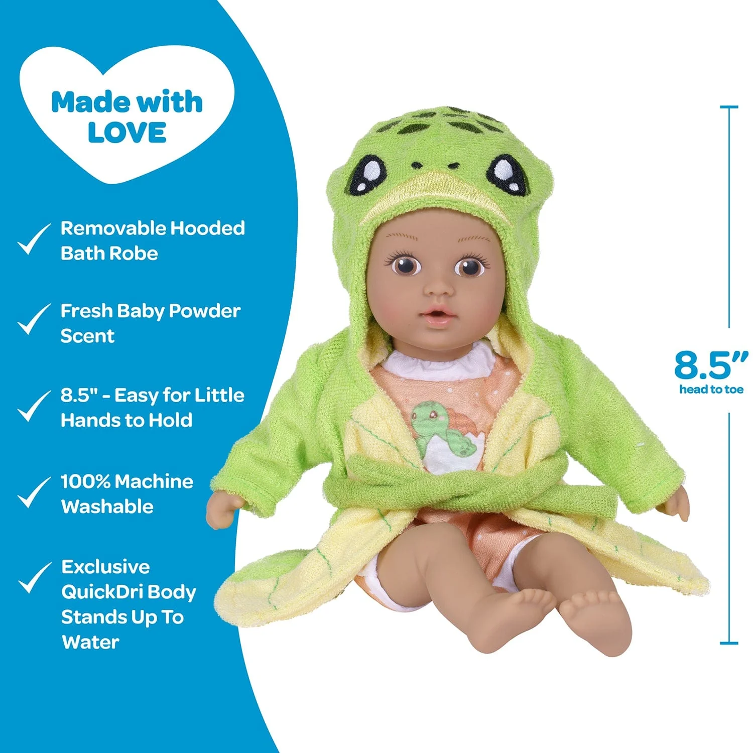 Adora BathTime Tot Baby Doll Sea Turtle Set with Doll Clothes - Image 4