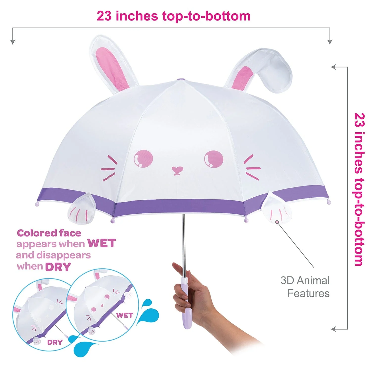 Adora Be Bright Kids’ Umbrella - Magic Reveal Bunny - Image 4