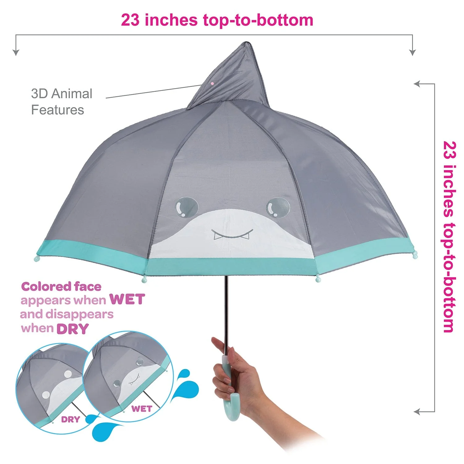 Adora Be Bright Kids’ Umbrella - Magic Reveal Shark - Image 5