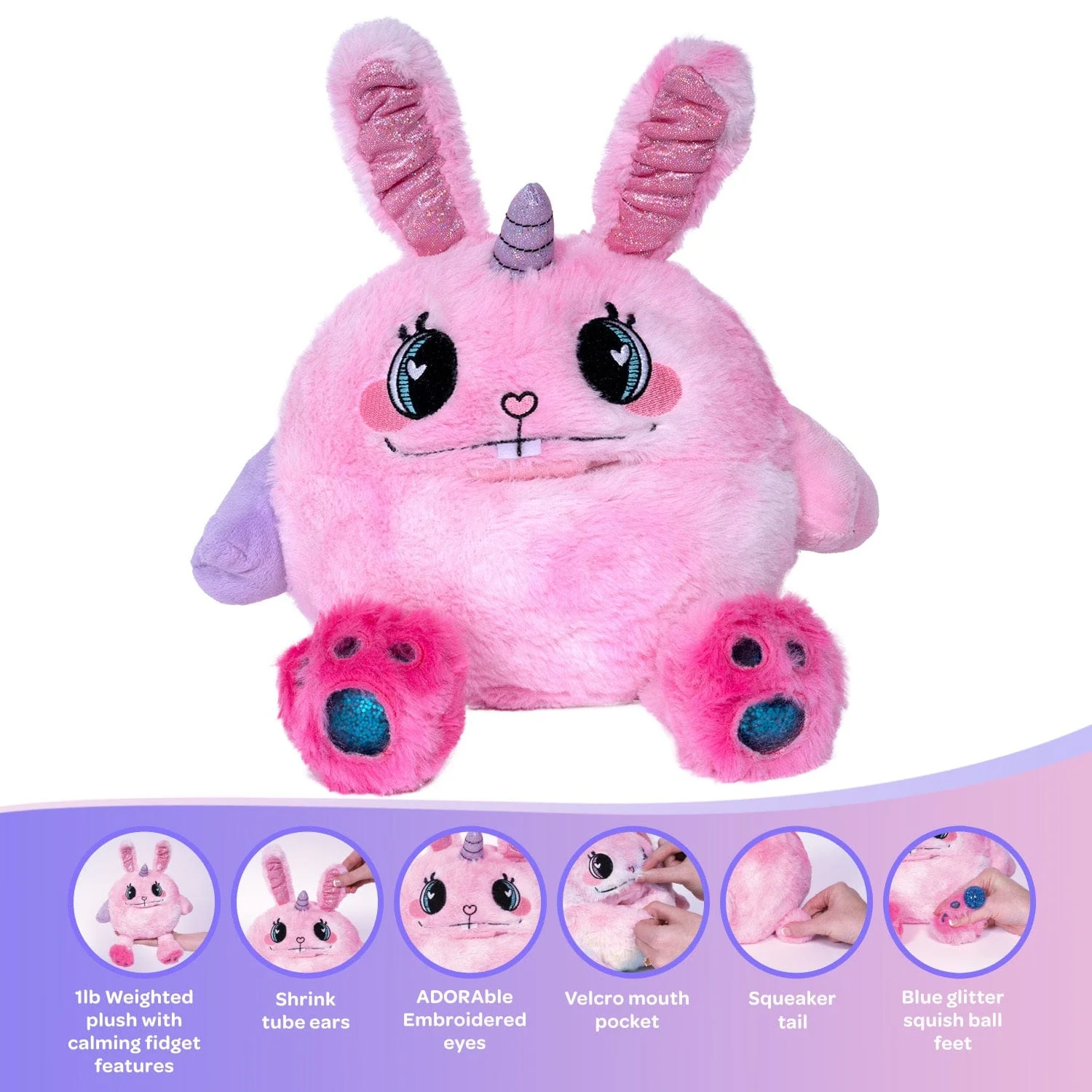 Cuddle Monster Weighted Stuffed Animal Fidget Toy - Bunny Hugs - Image 4