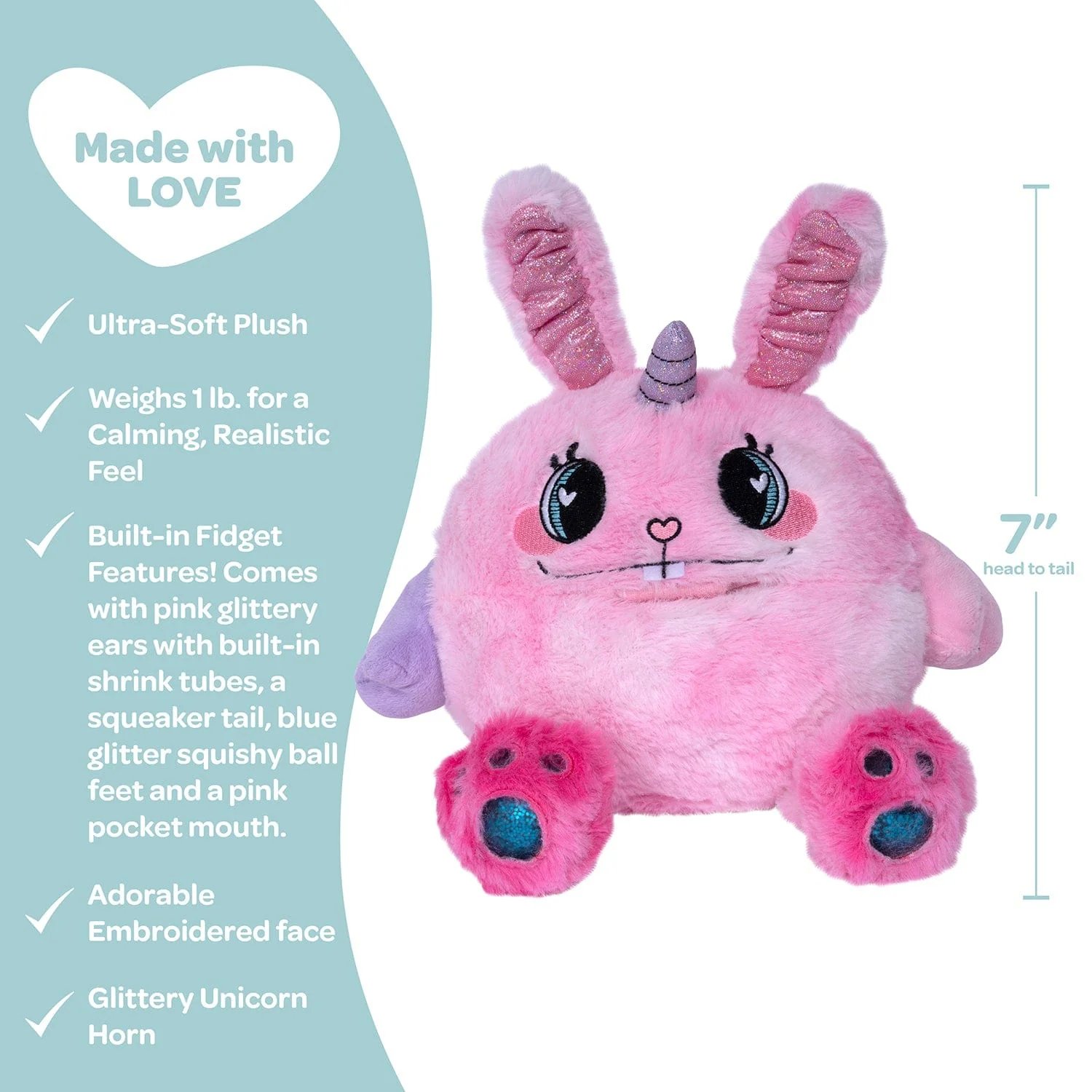 Cuddle Monster Weighted Stuffed Animal Fidget Toy - Bunny Hugs - Image 5