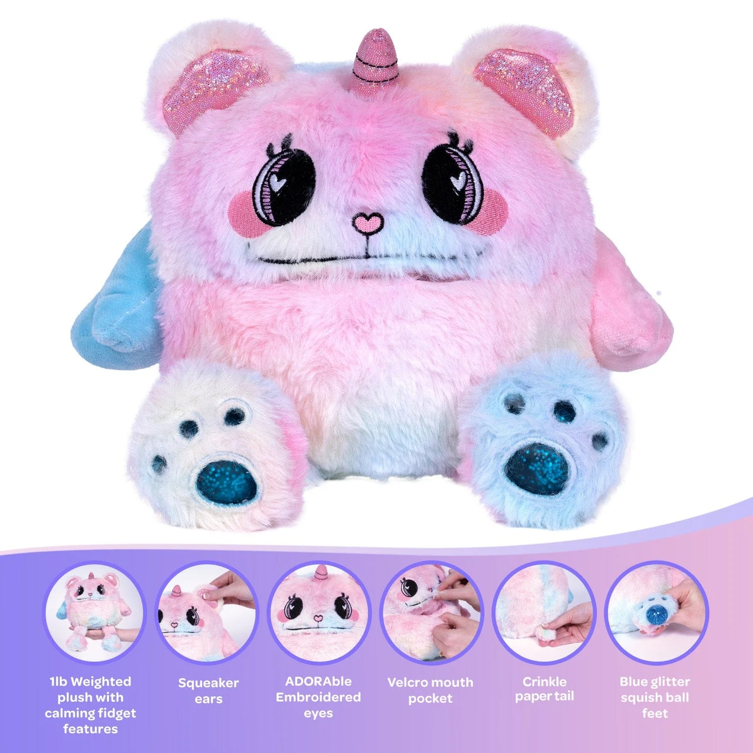 Cuddle Monster Weighted Stuffed Animal Fidget Toy - Happy Teddy - Image 4