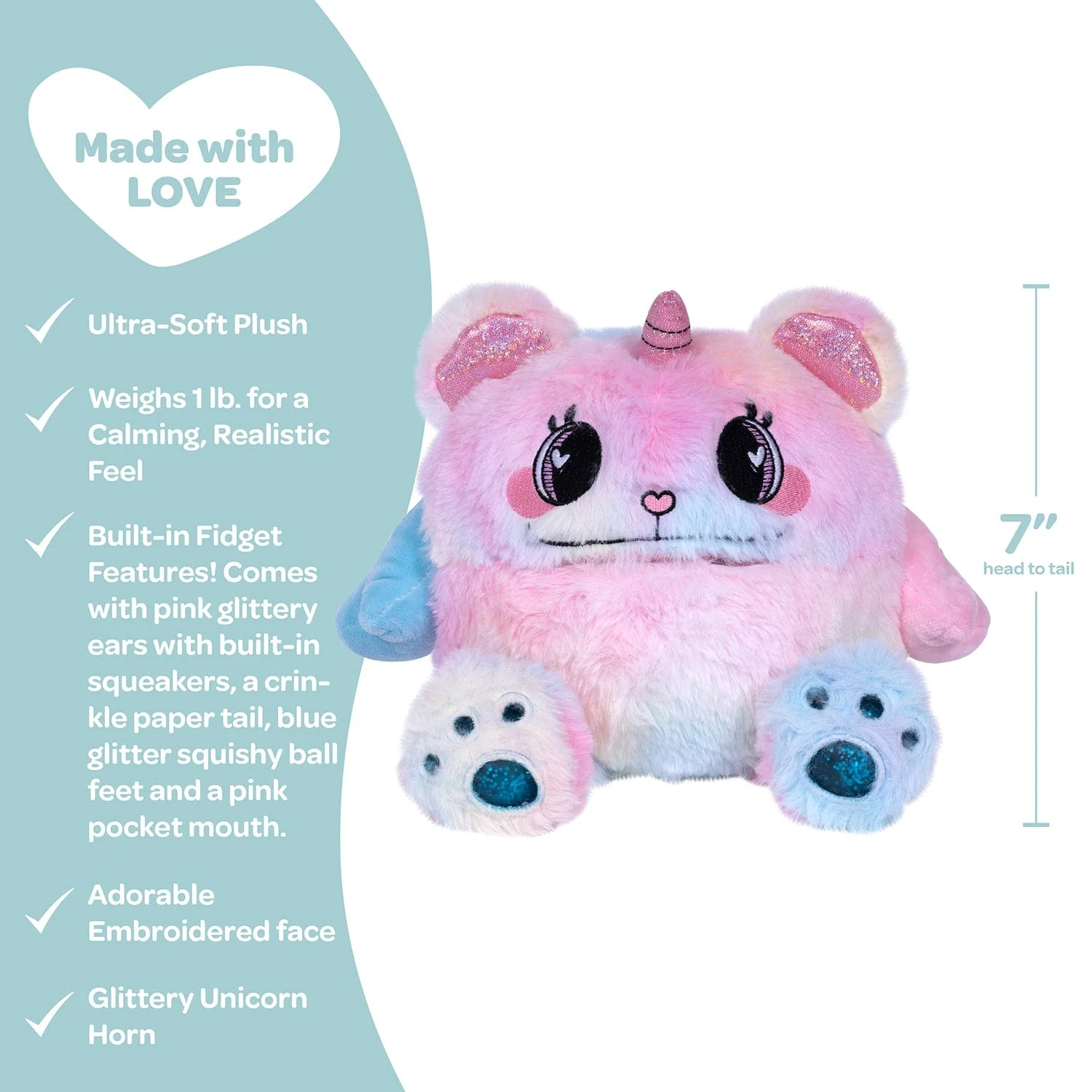 Cuddle Monster Weighted Stuffed Animal Fidget Toy - Happy Teddy - Image 5
