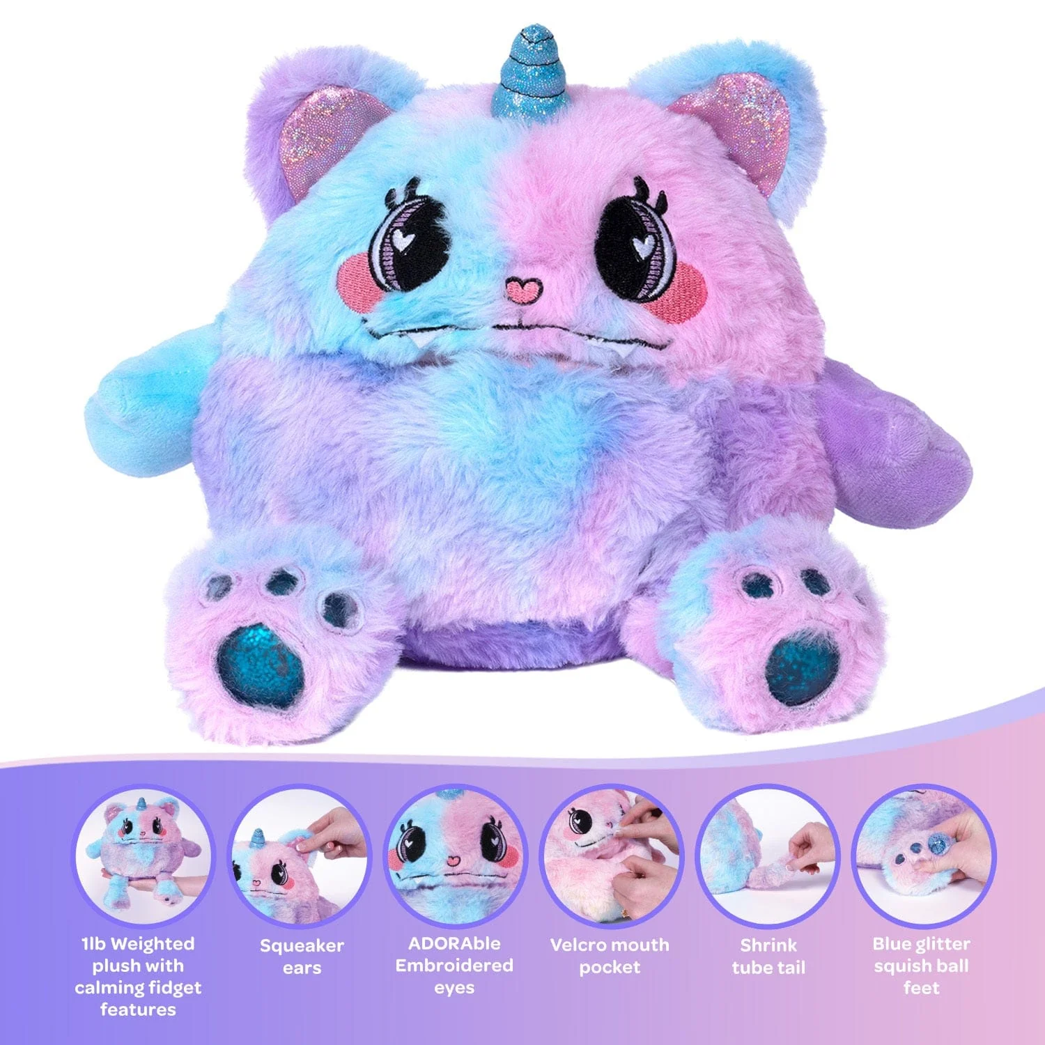 Cuddle Monster Weighted Stuffed Animal Fidget Toy - Kitty Calm - Image 4