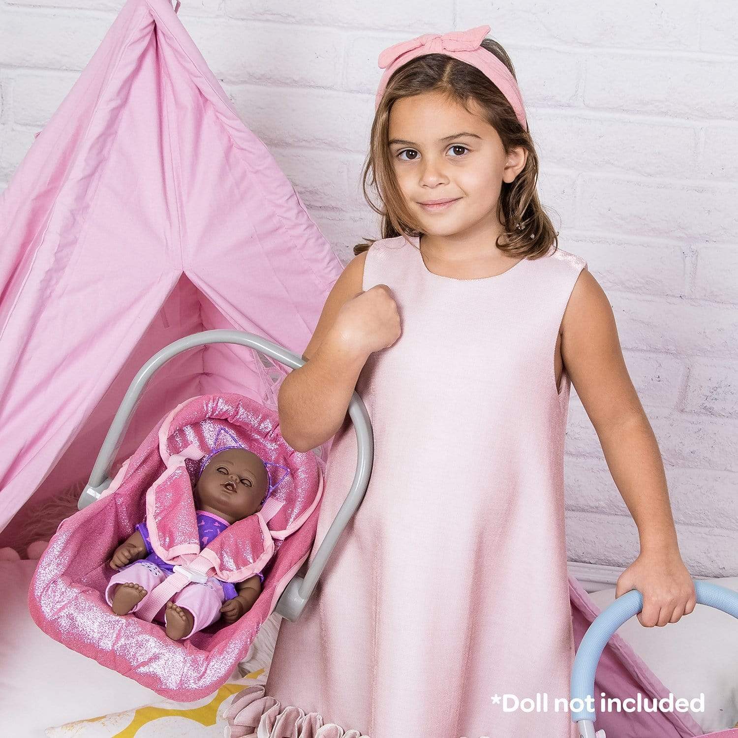 Adora Baby Doll Car Seat Carrier - Pink Glam Glitter - Image 5