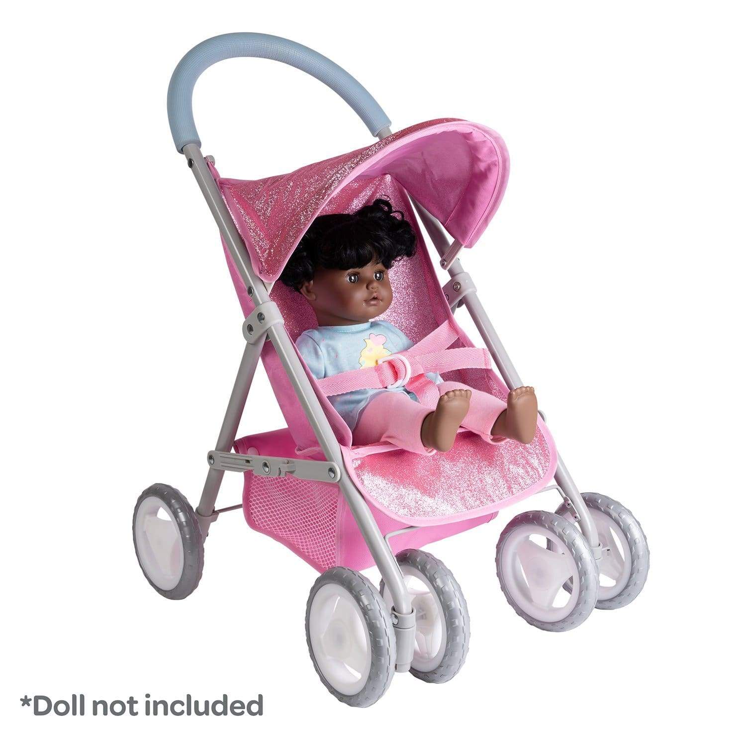 Adora Glittery Baby Doll Stroller with Light-Up Wheels & Medium Shade - Glam Pink - Image 6