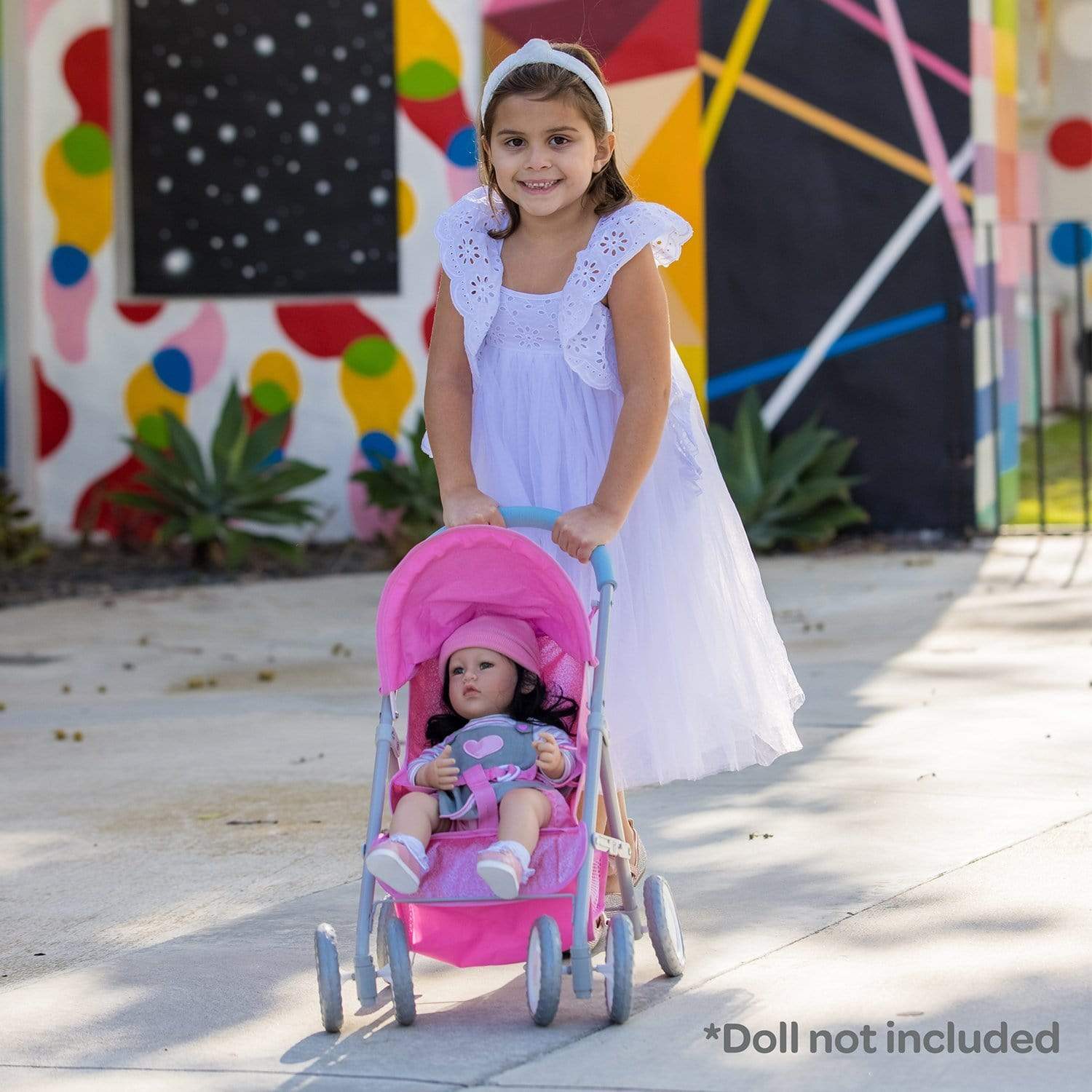 Adora Glittery Baby Doll Stroller with Light-Up Wheels & Medium Shade - Glam Pink - Image 7