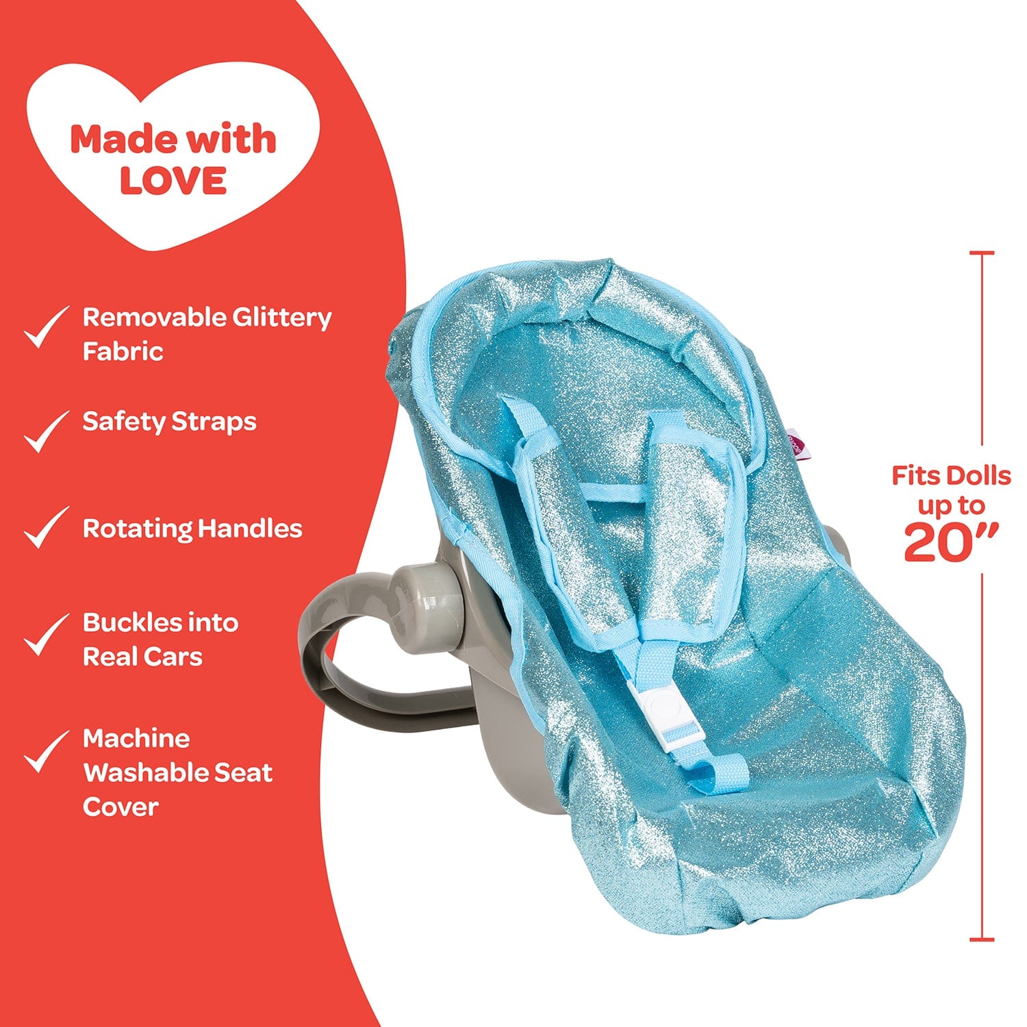 Adora Baby Doll Car Seat Carrier - Blue Glitter - Image 4