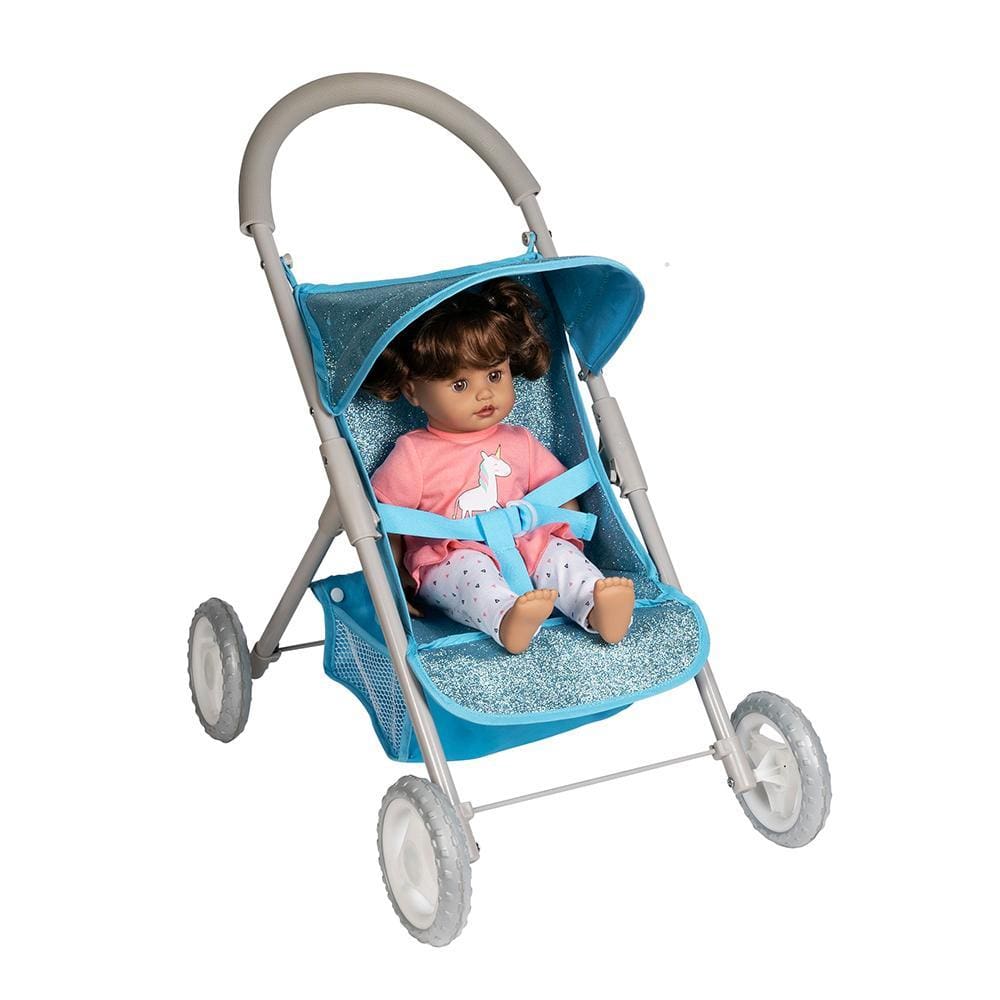 Adora Glittery Baby Doll Stroller with Light-Up Wheels & Medium Shade - Blue Glam - Image 6