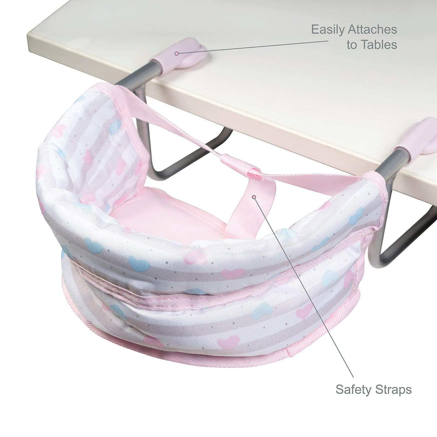Adora Baby Doll Feeding Seat - Pastel Pink Hearts - Image 4