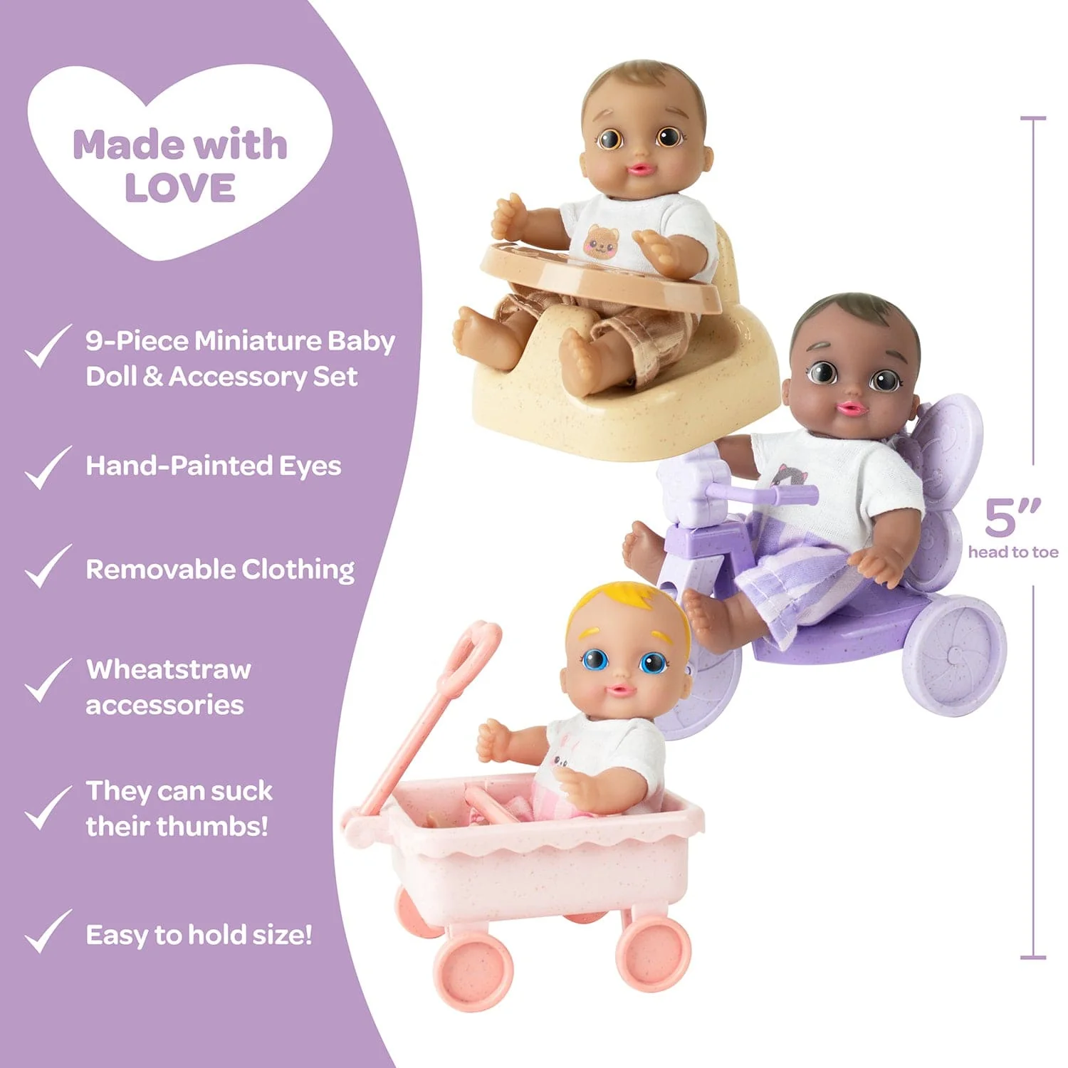 Adora Eco-Friends Mini Baby Doll 10-Piece Set, Clothes, & Accessories Set - Image 4