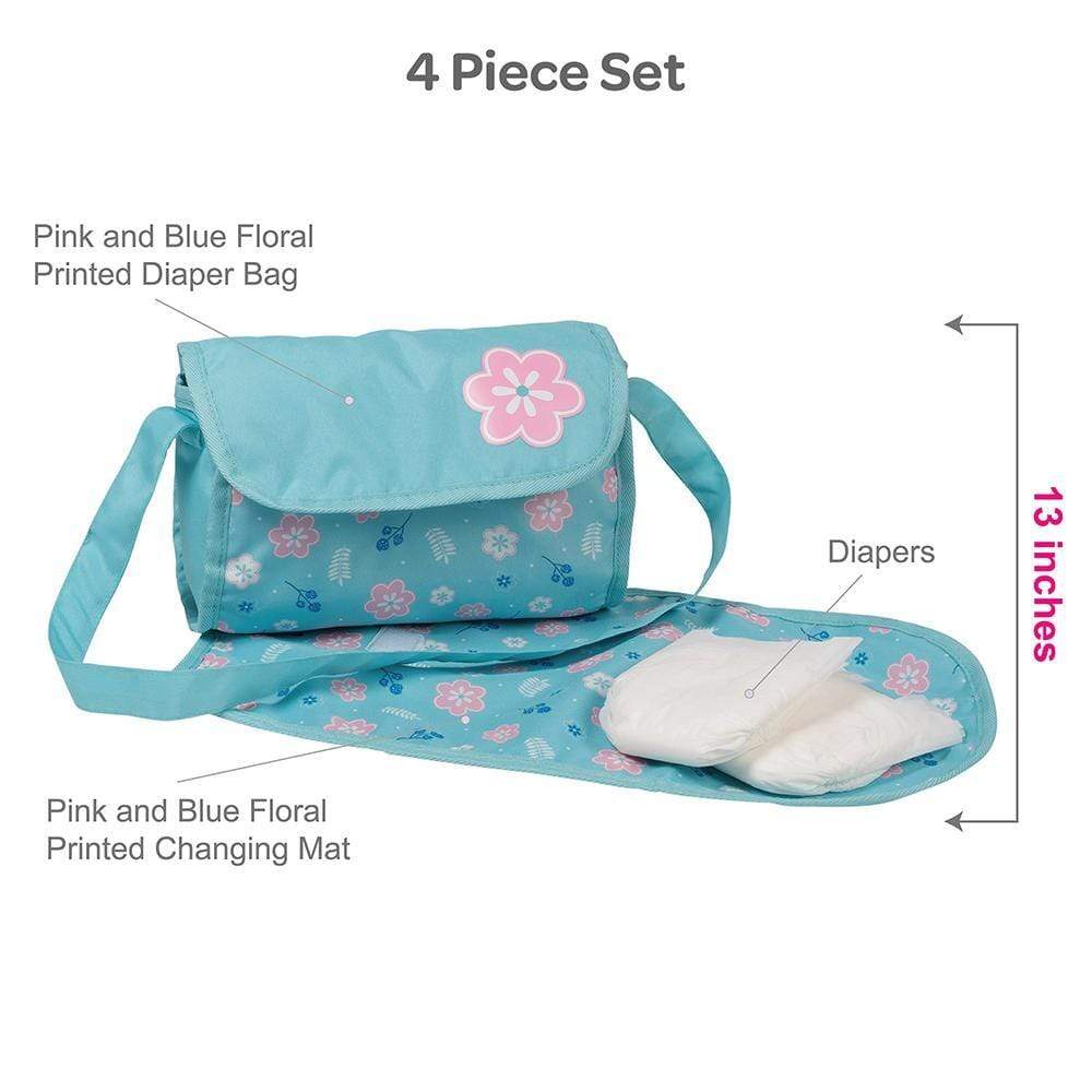 Adora Baby Doll Diaper Bag - Blue Flower Power - Image 4